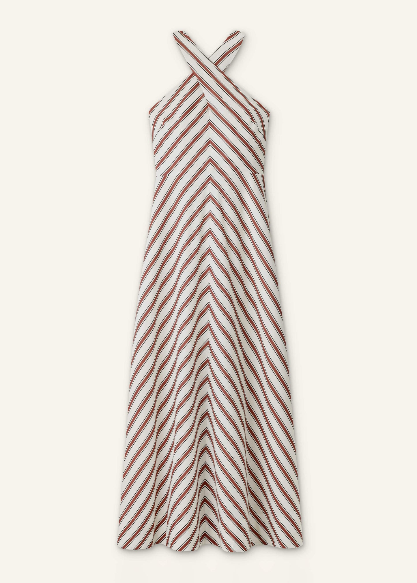 ME and EM Clothing Cream Crease-Less Linen Halterneck Maxi Dress