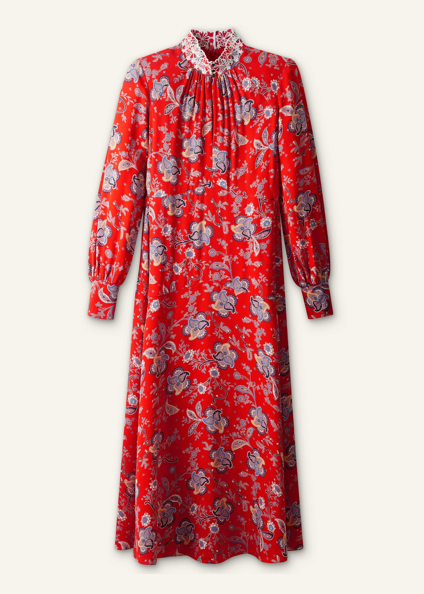 ME and EM Clothing Orange Fit + Flare Ornate Paisley Print Maxi Dress