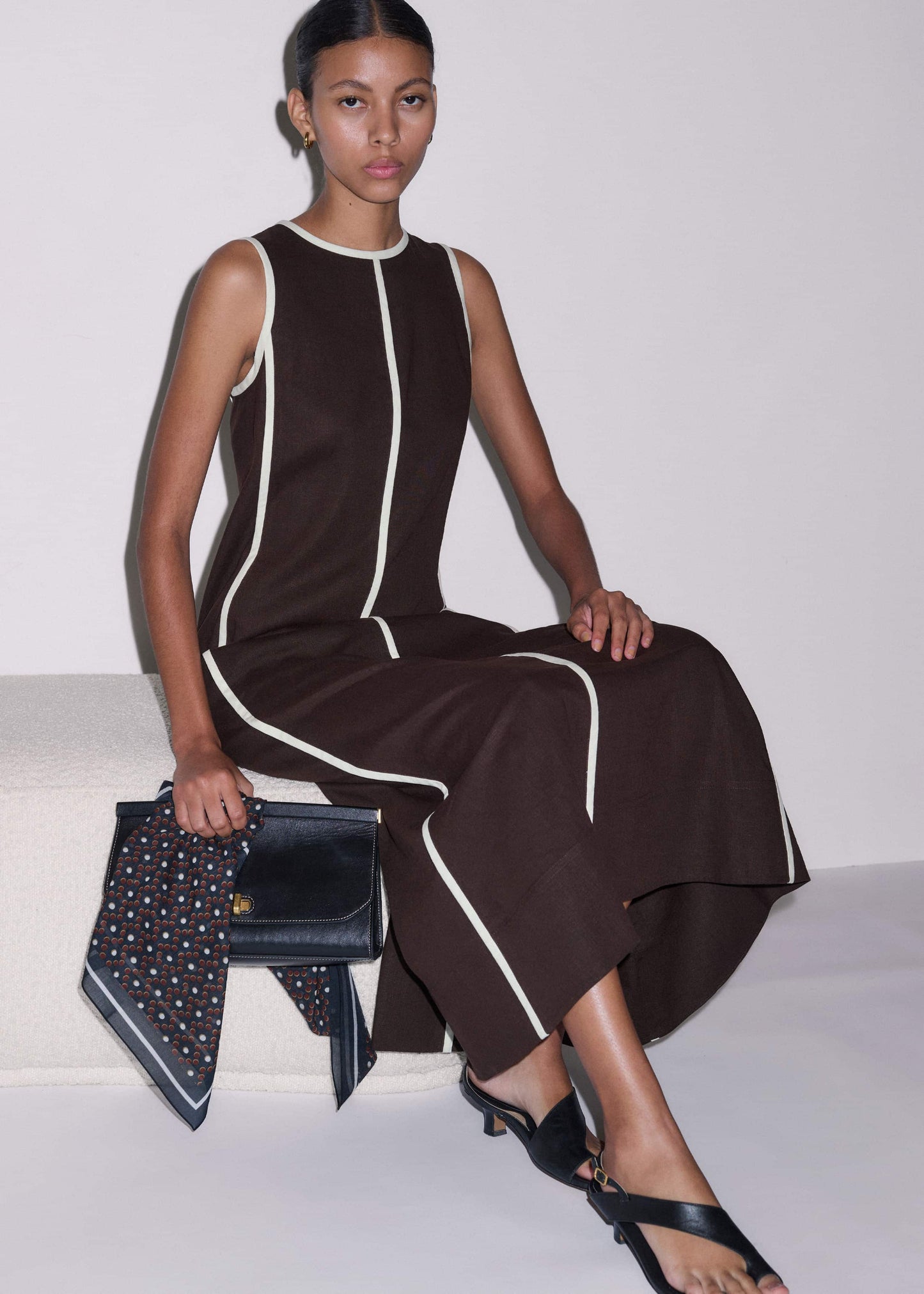 ME and EM Clothing Brown Crease-Less Linen Effortless Maxi Dress