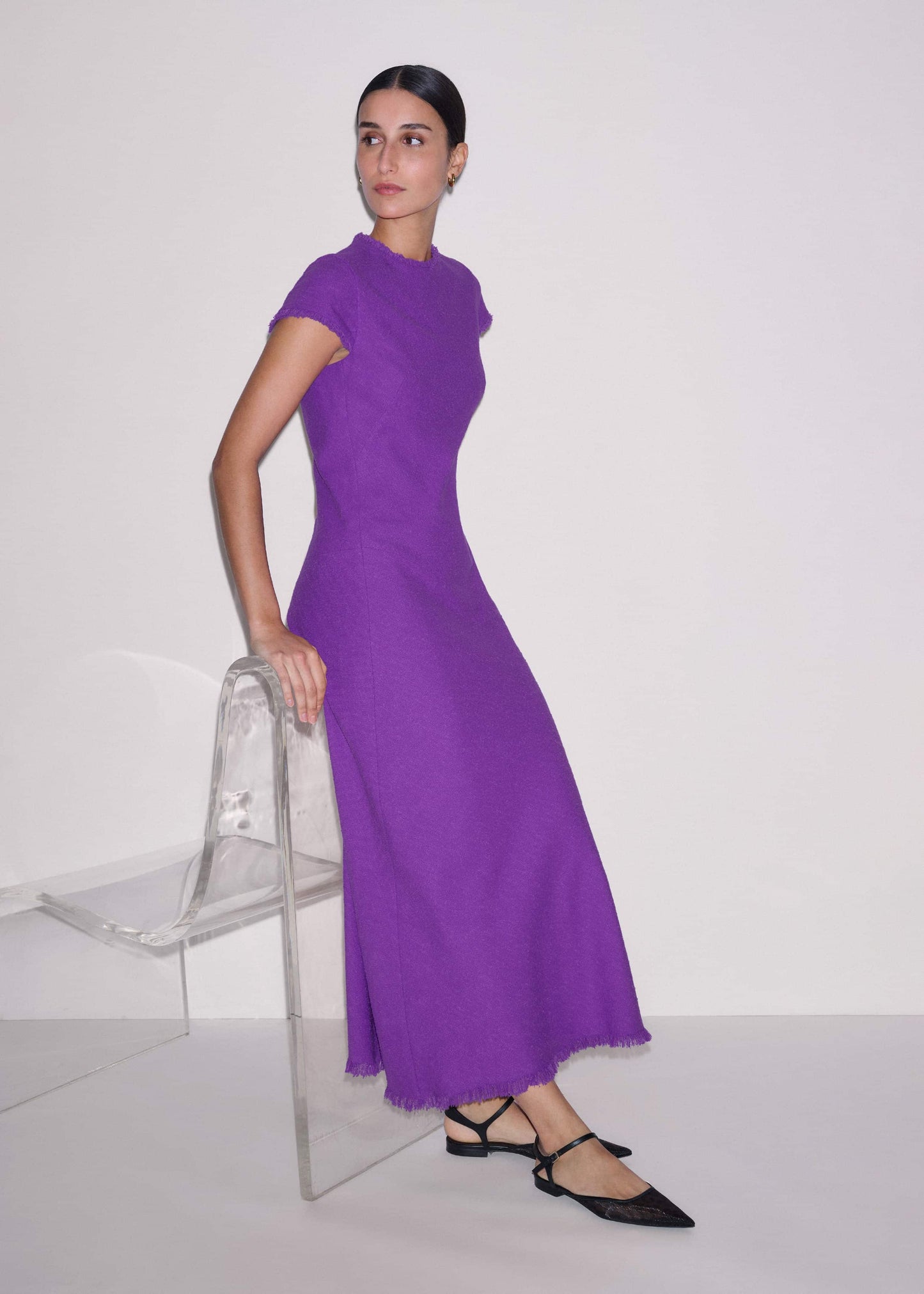 ME and EM Clothing Purple Bias Cut AM-PM Maxi Dress