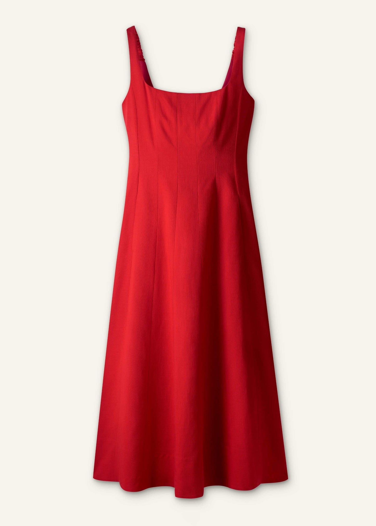 ME and EM Clothing Red Contour Seam Fit + Flare Maxi Dress