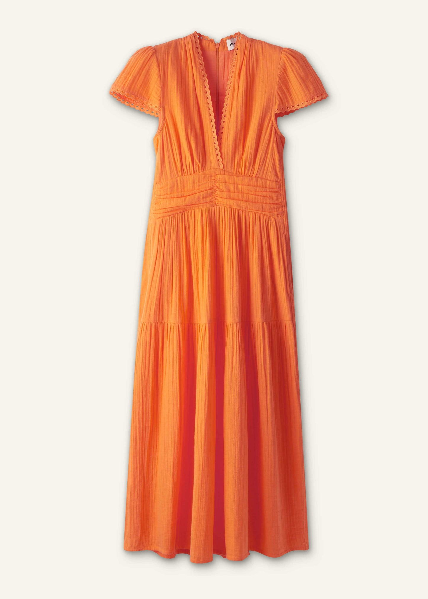 ME and EM Clothing Orange Cheesecloth Fit + Flare Maxi Dress