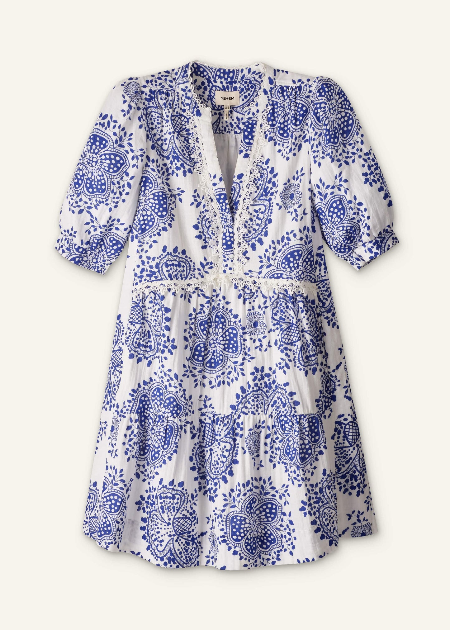 ME and EM Clothing White Cheesecloth Short Swing Dress