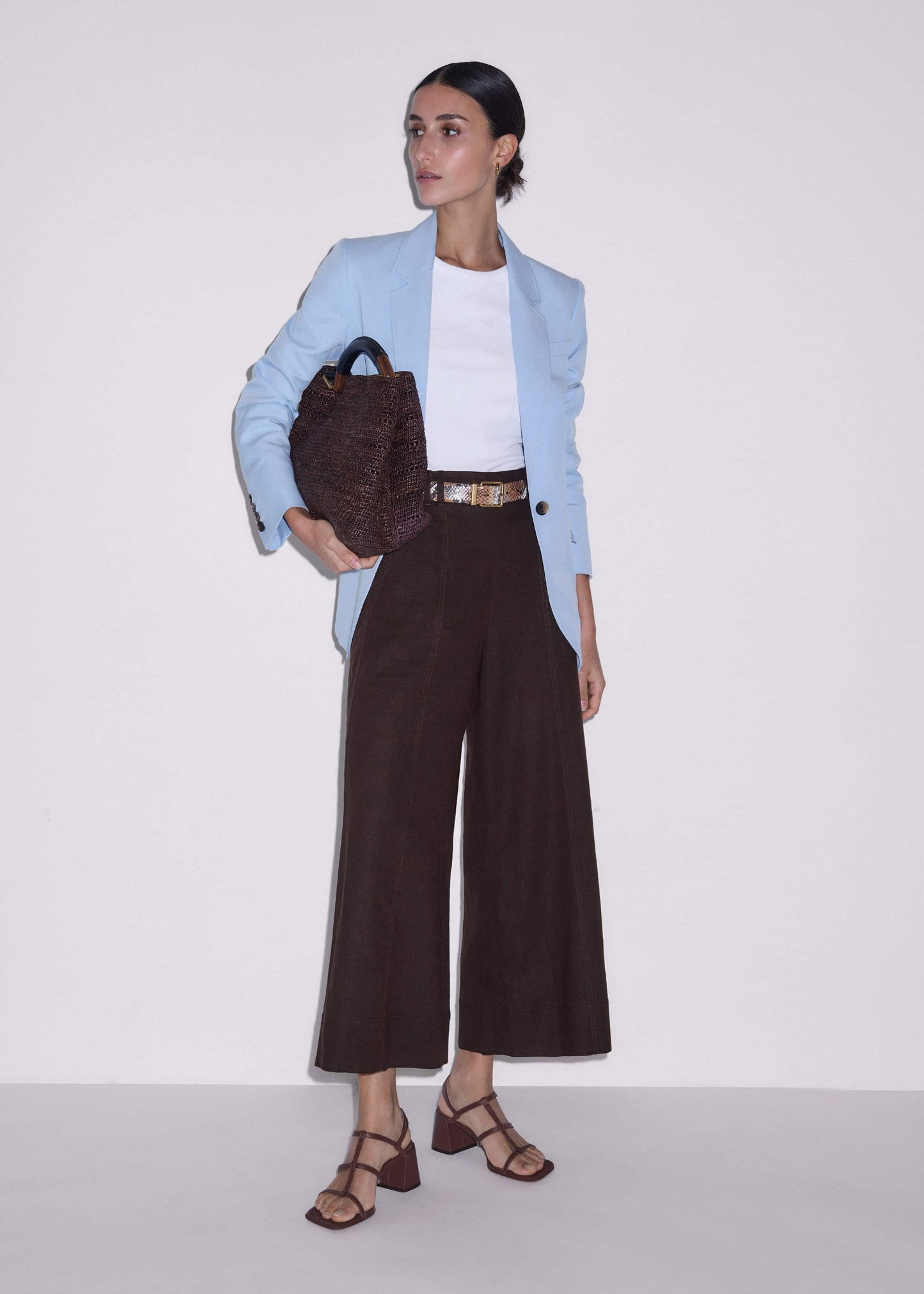 ME and EM Clothing Brown Crop Wide-Leg Pant