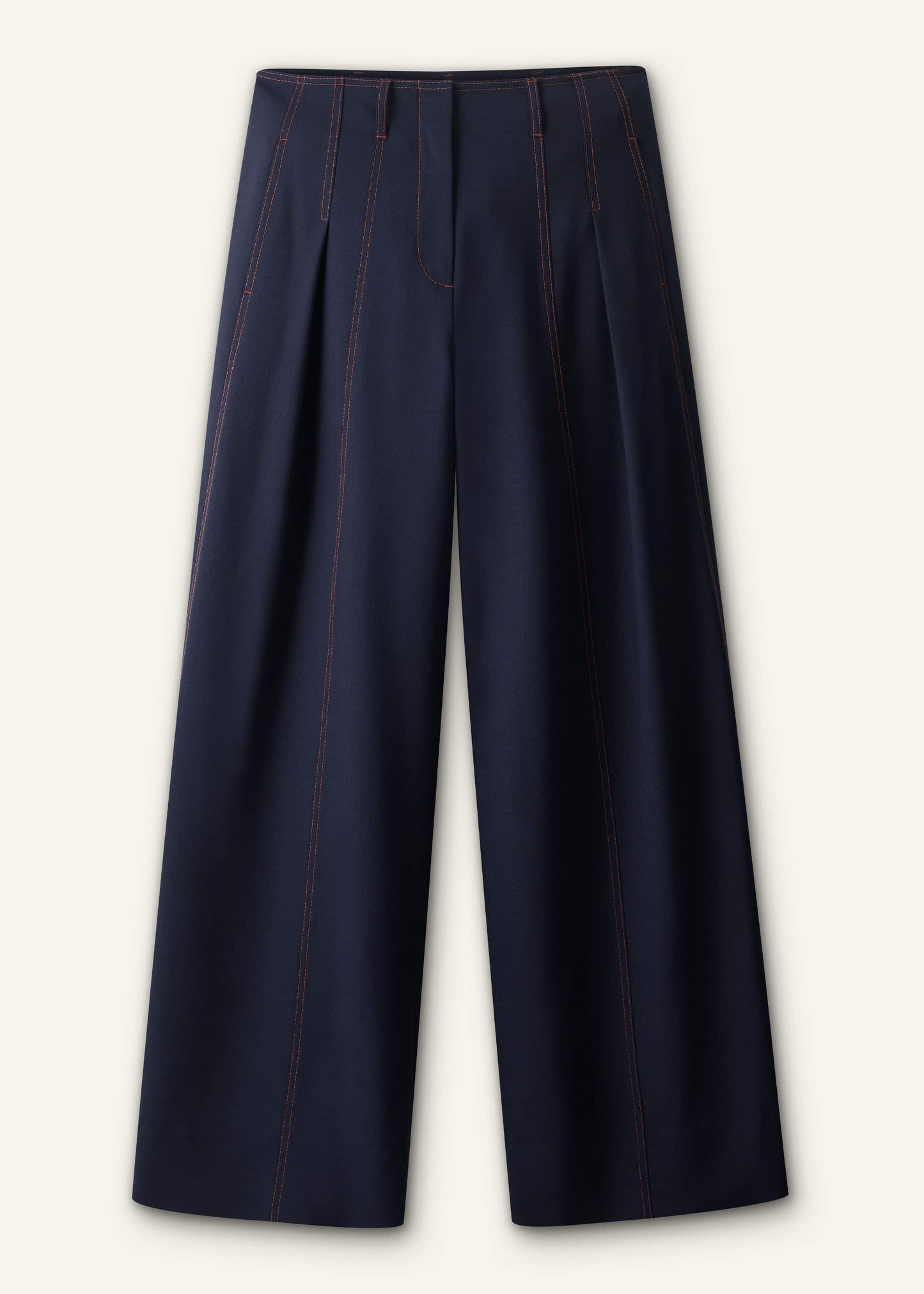 ME and EM Clothing Navy Contrast Top Stitch Wide-Leg Pant