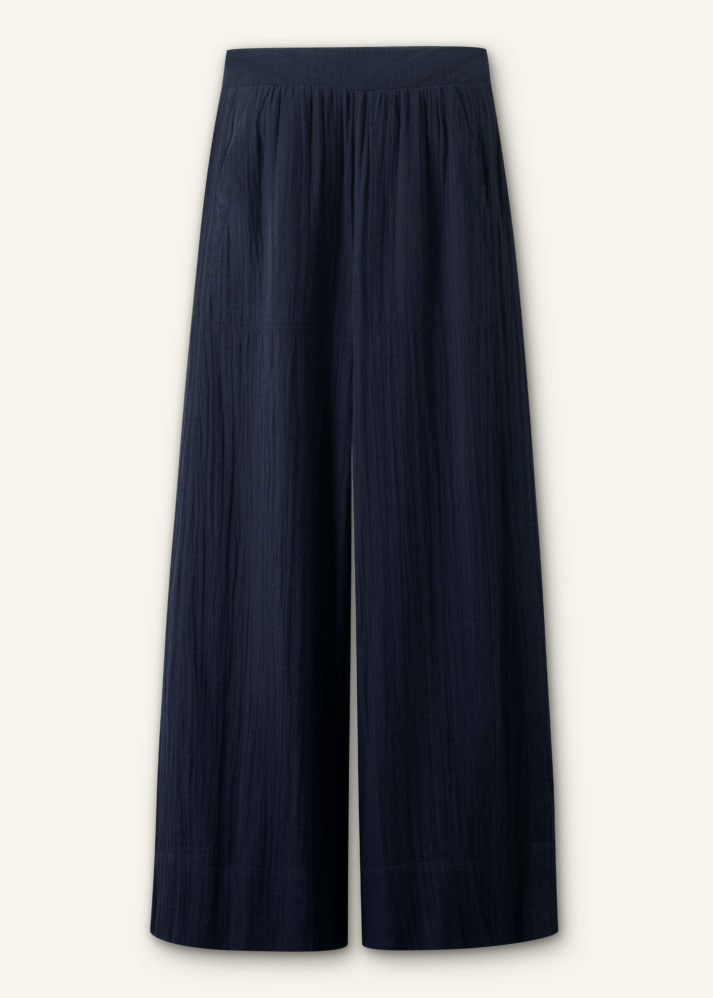 ME and EM Clothing Navy Cheesecloth Wide-Leg Pant