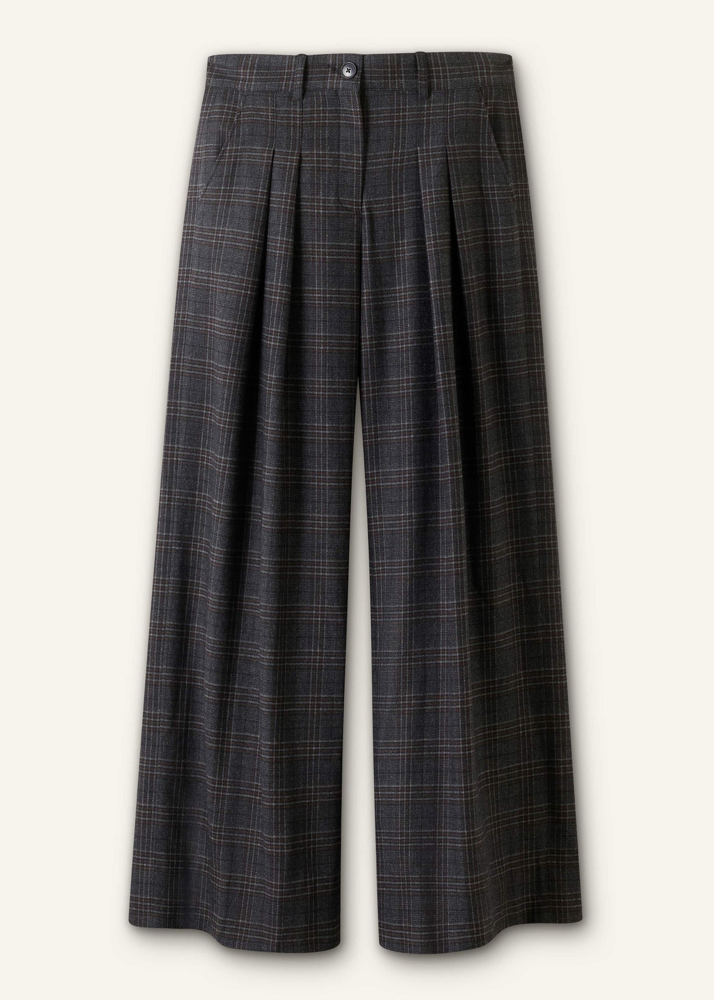 ME and EM Clothing Gray Wool Wide-Leg Double Pleat Trouser