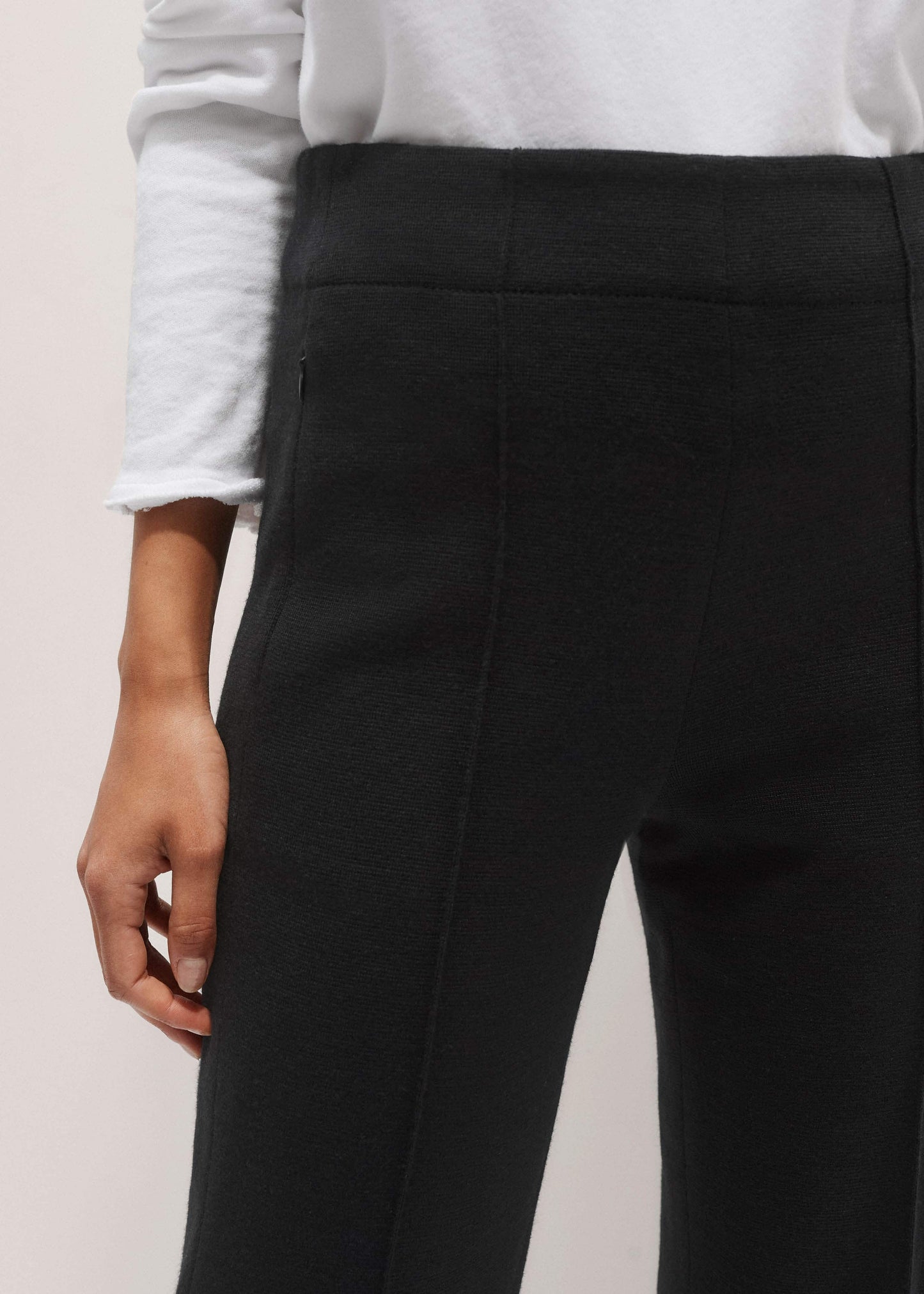 ME and EM Clothing Black Wool-Blend Travel Tailoring Slim Crop Pant