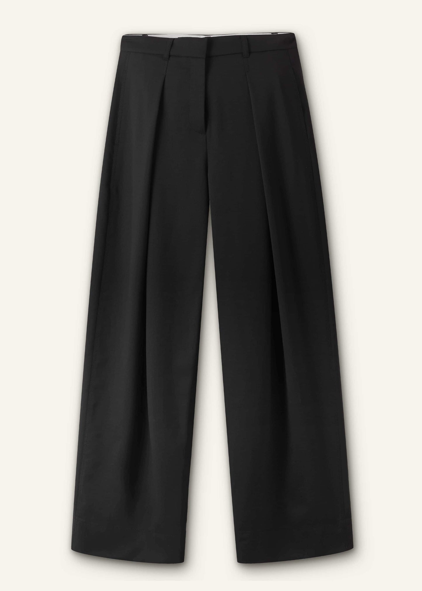 ME and EM Clothing Black Wool Exaggerated Tapered Pleat Pant