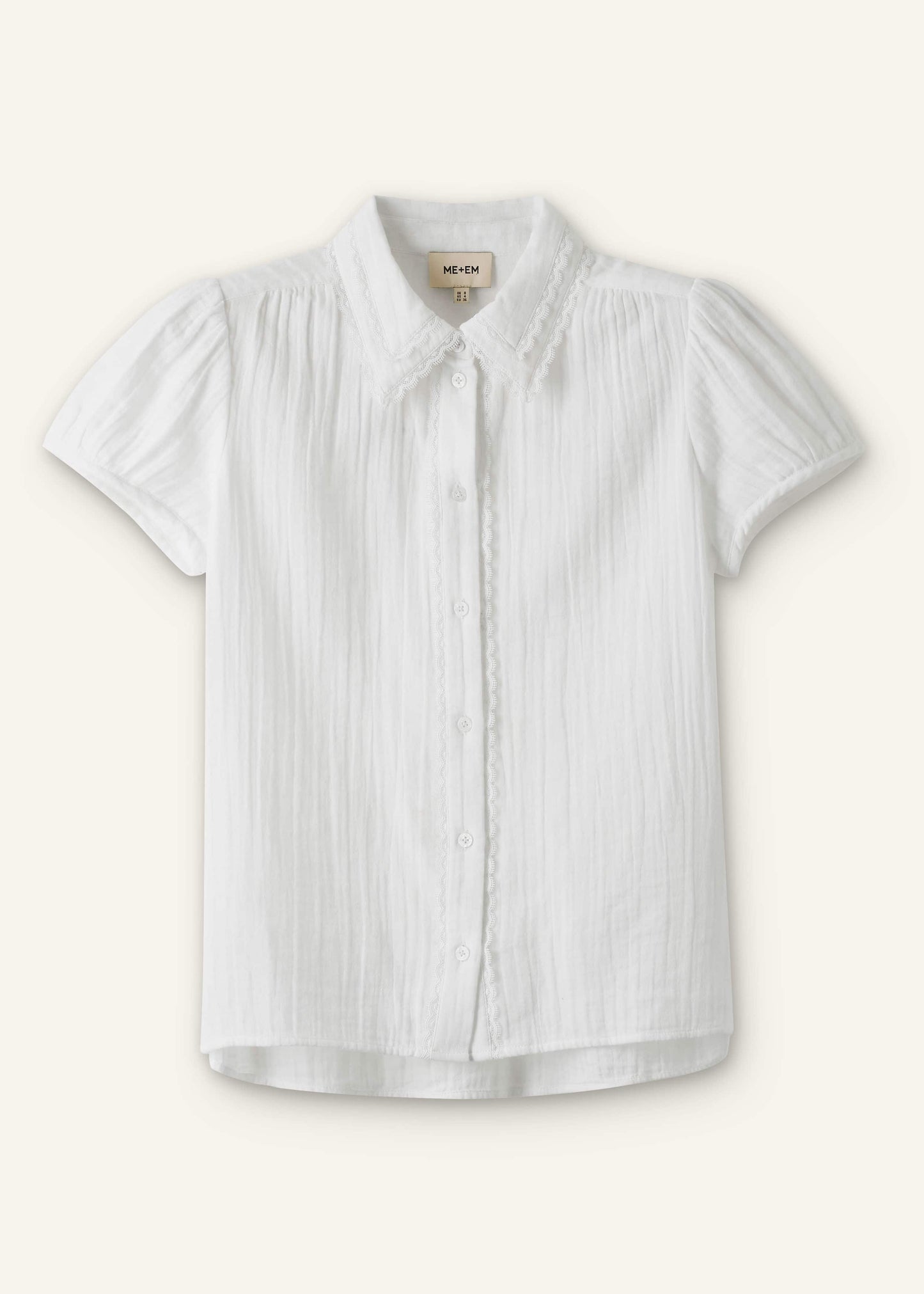 ME and EM Clothing White Cheesecloth Cap-Sleeve Blouse