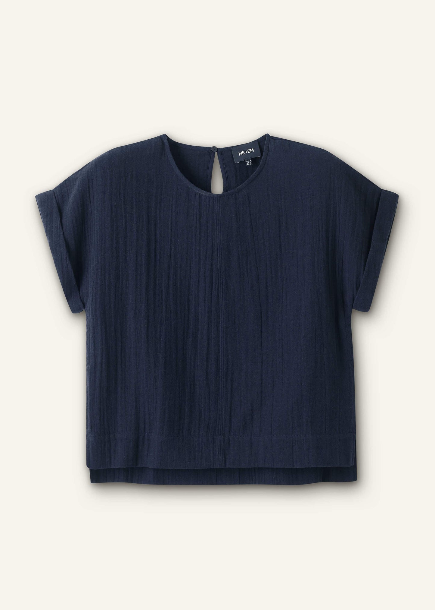 ME and EM Clothing Navy Cheesecloth T-Shirt