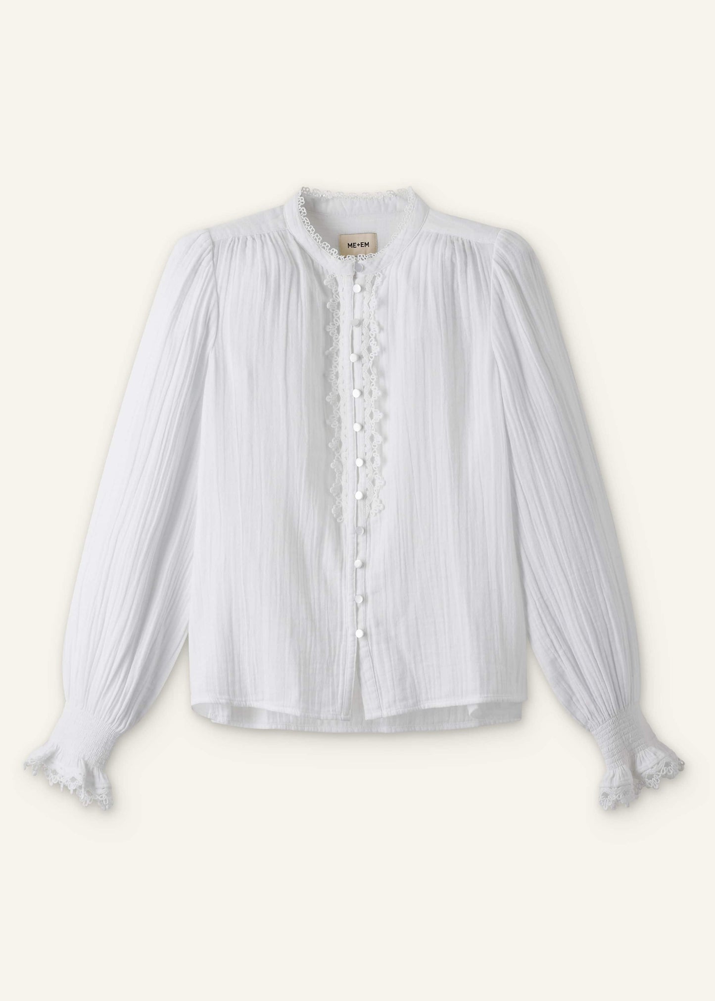 ME and EM Clothing White Cheesecloth Intricate Detail Blouse