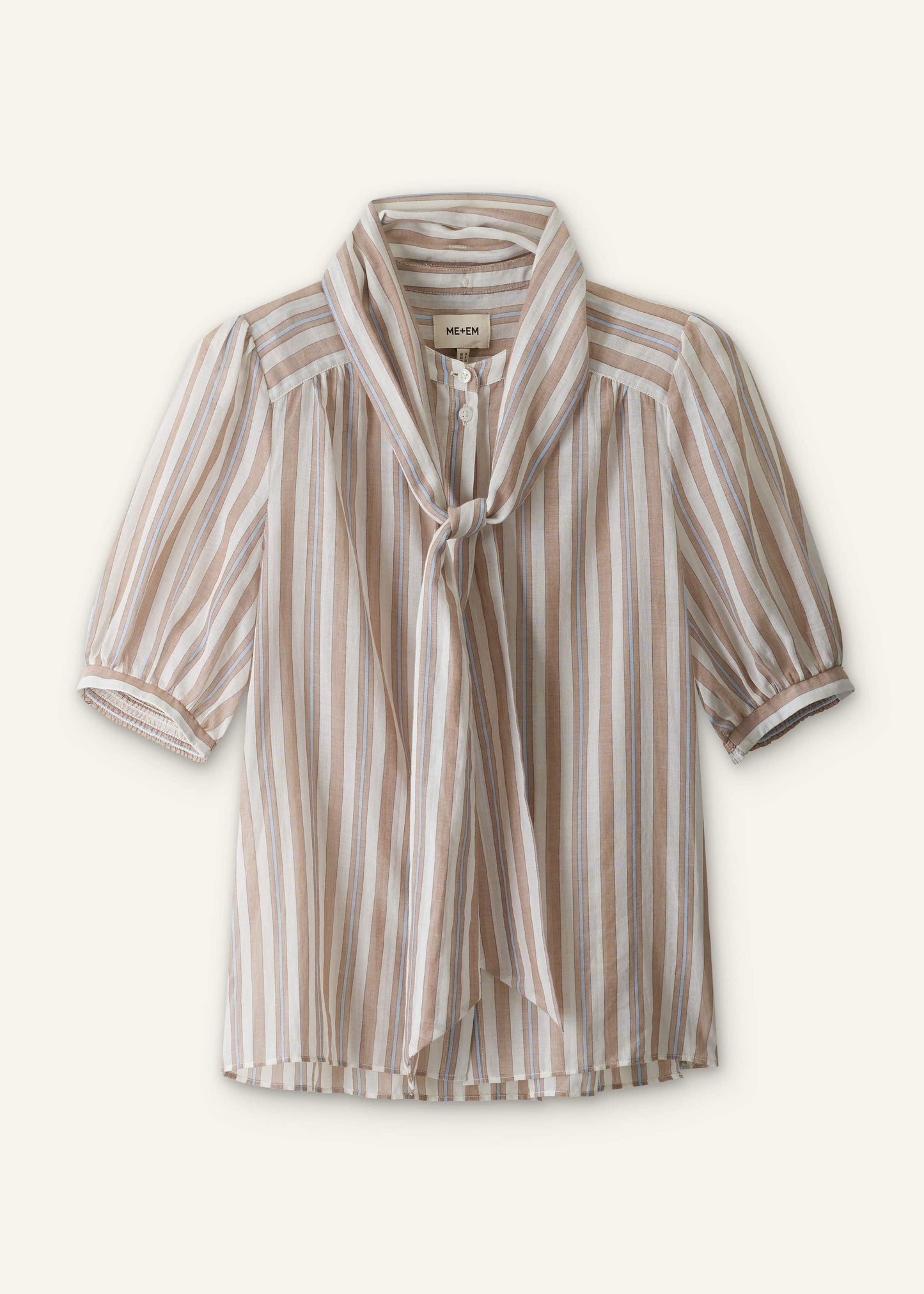 ME and EM Clothing Brown Stripe Blouse + Tie