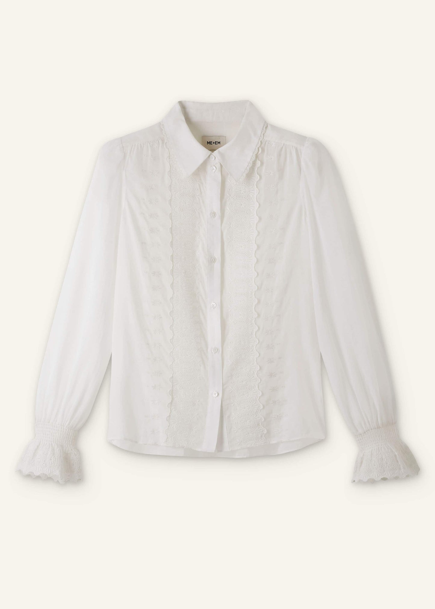 ME and EM Clothing White Intricate Embroidery Blouse
