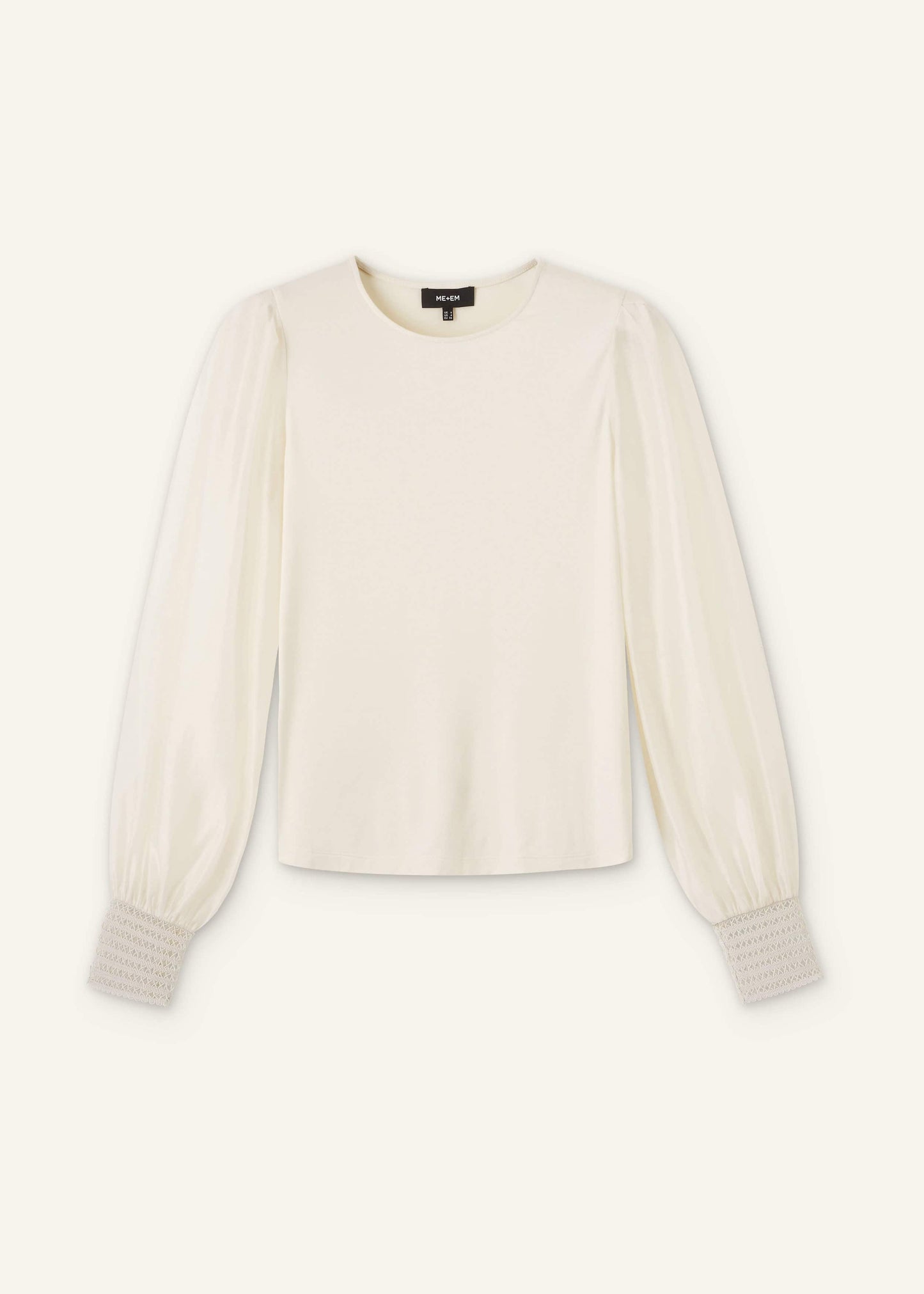 ME and EM Clothing Cream Sheer Mixed Media Layering Blouse