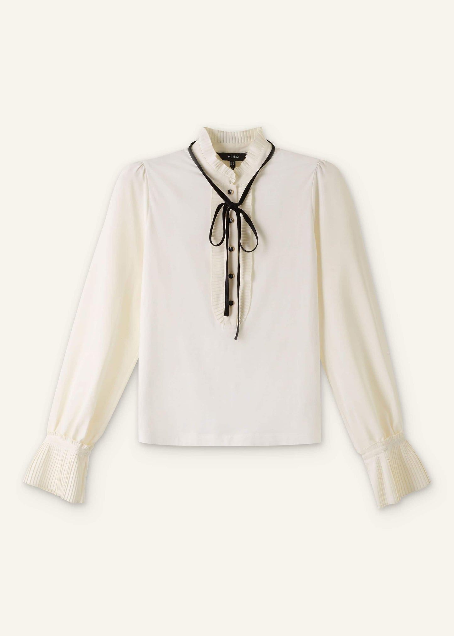ME and EM Clothing Cream Frill Neck Layering Blouse + Tie