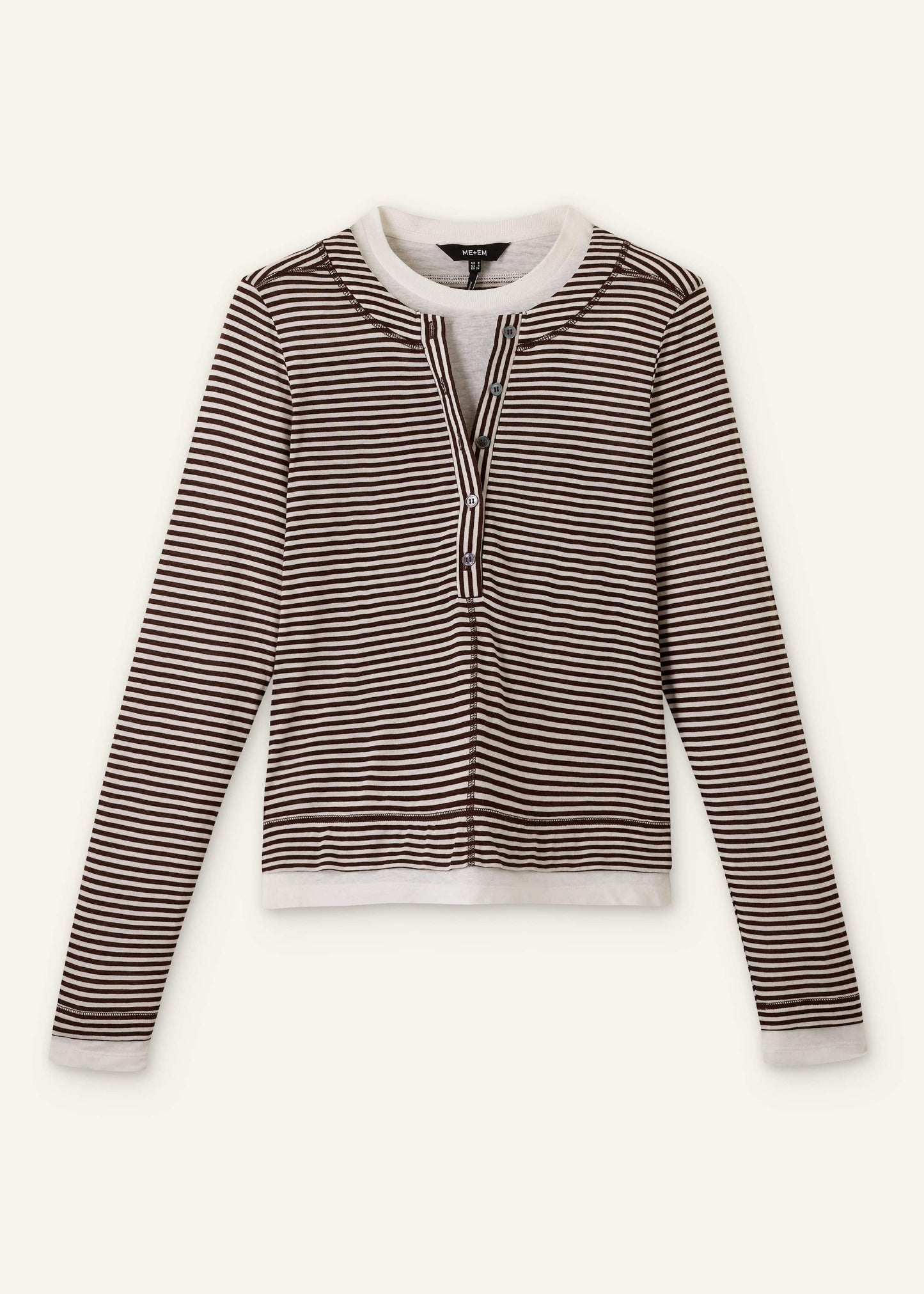 ME and EM Clothing Brown Double Layer Top