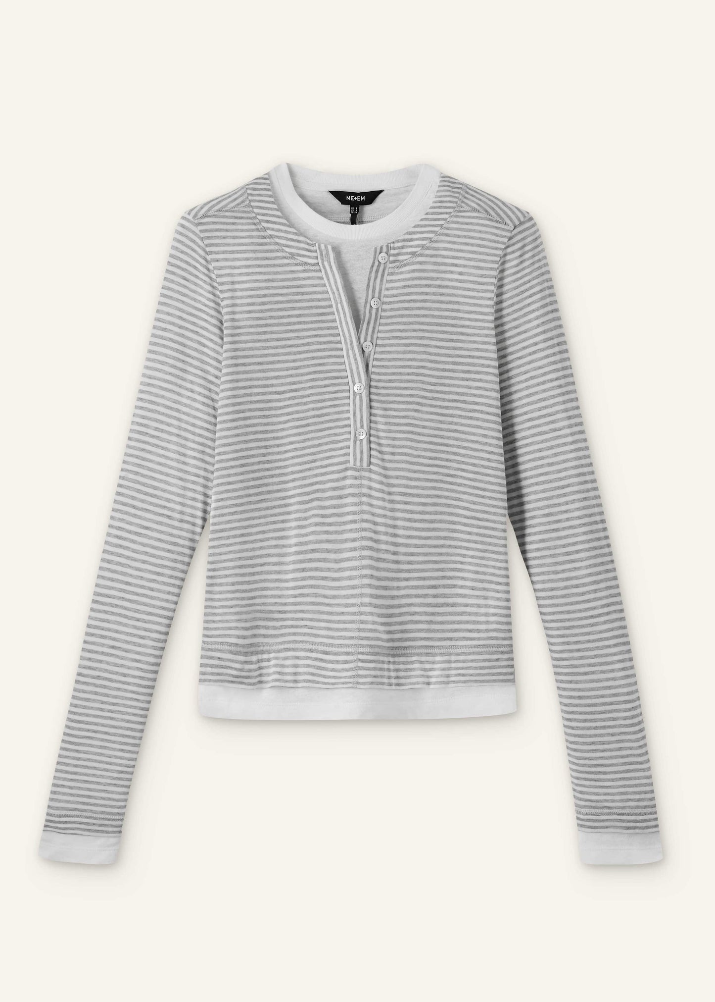 ME and EM Clothing Gray Double-Layer Look Long Sleeve Top