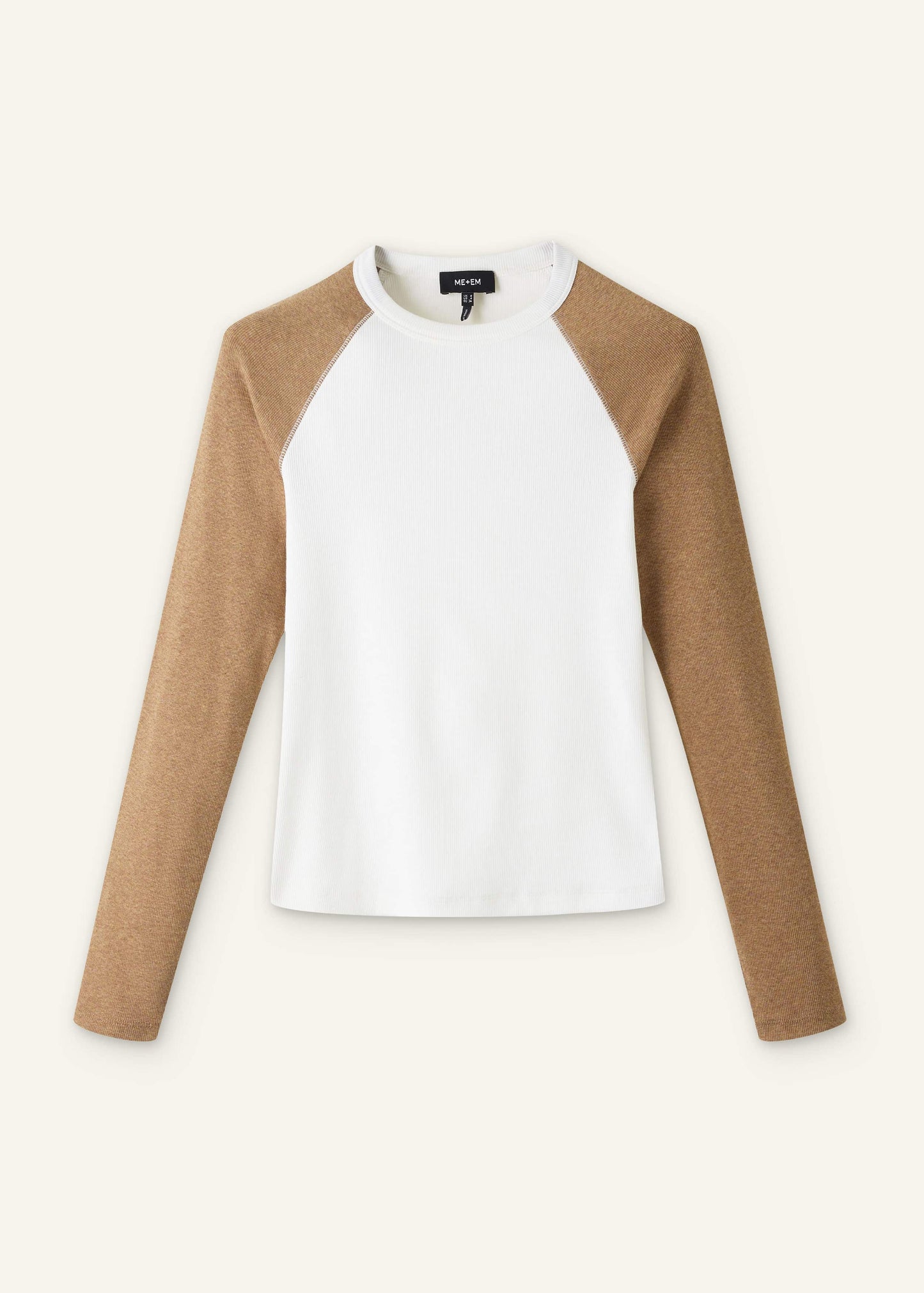 ME and EM Clothing Cream Ultimate Slim Baseball Top