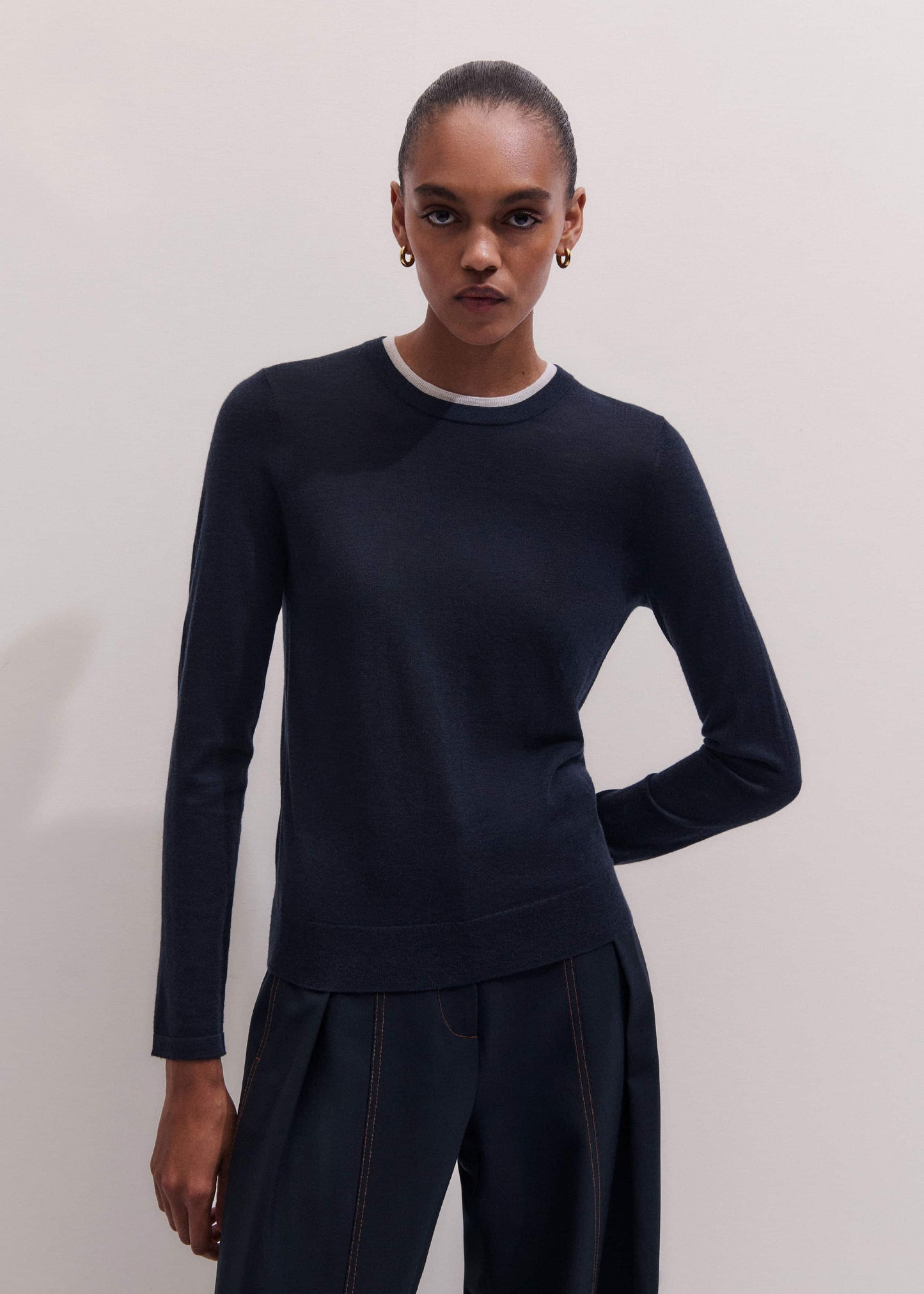 ME and EM Clothing Navy Barely There Sweater