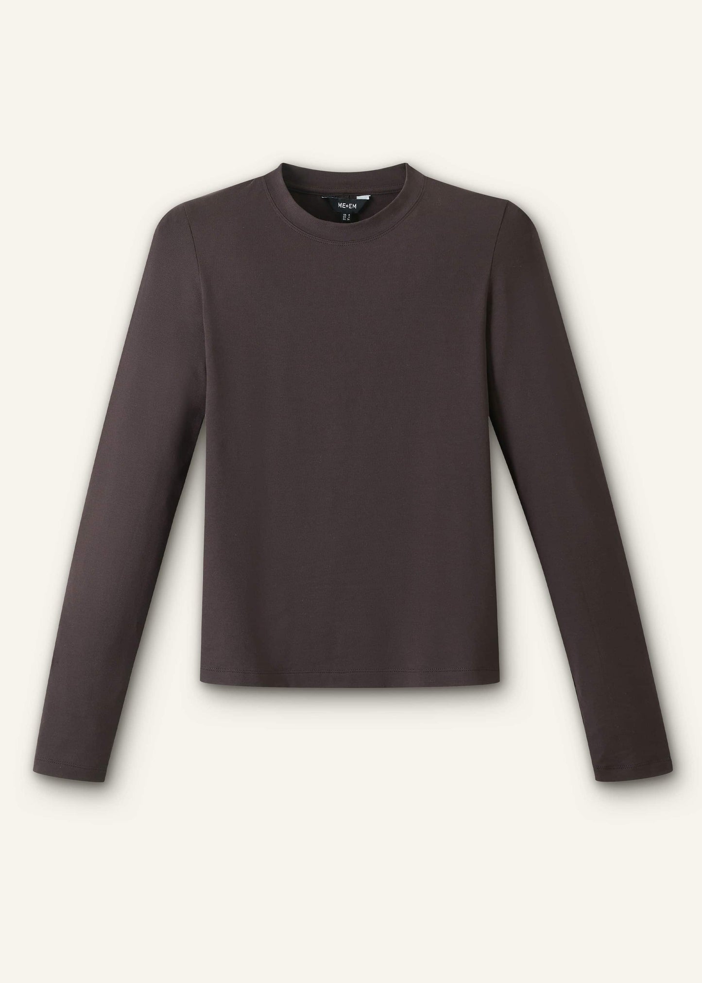ME and EM Clothing Brown Slim Crew Neck Top