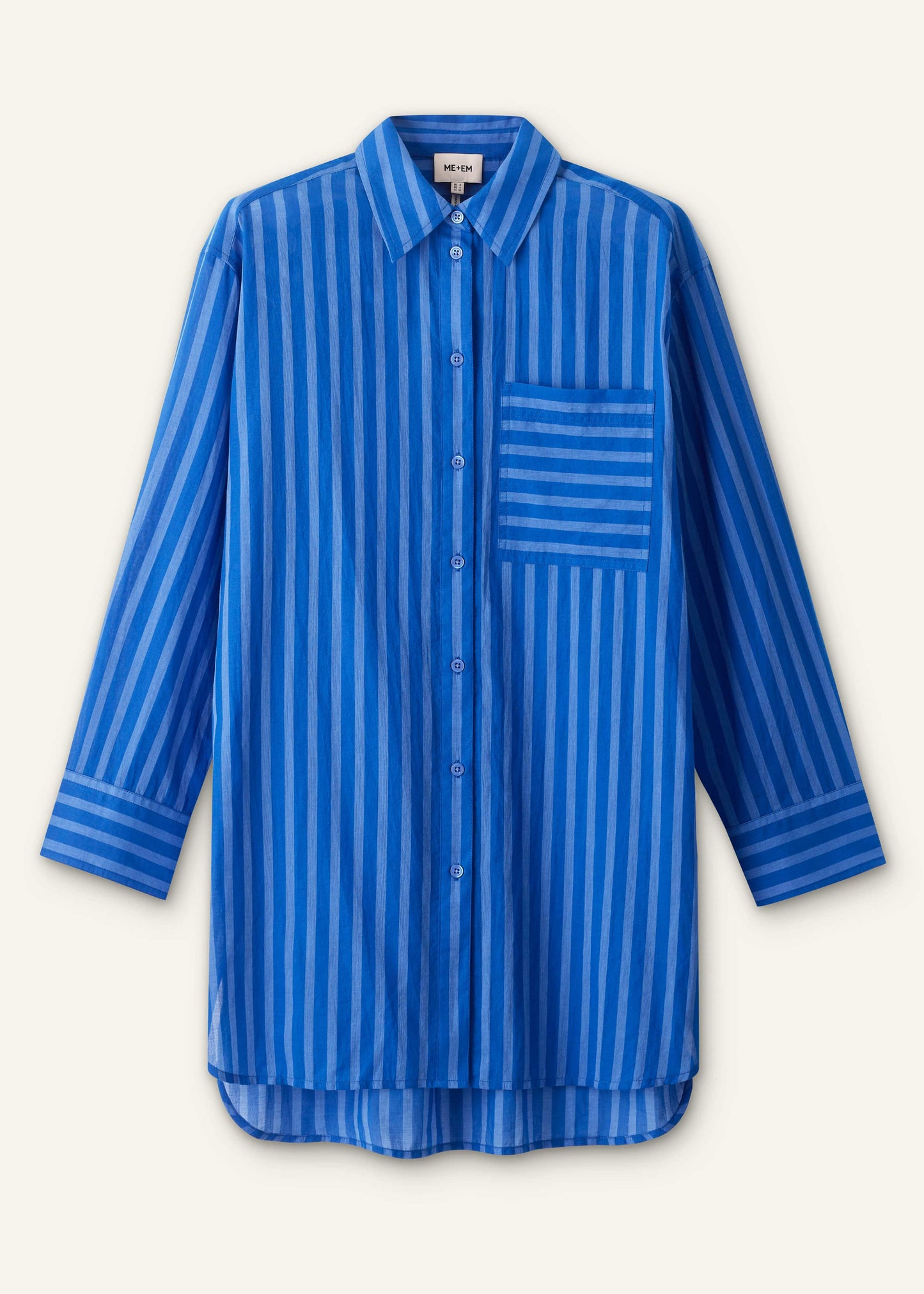 ME and EM Clothing Blue Striped Oversized Beach Shirt