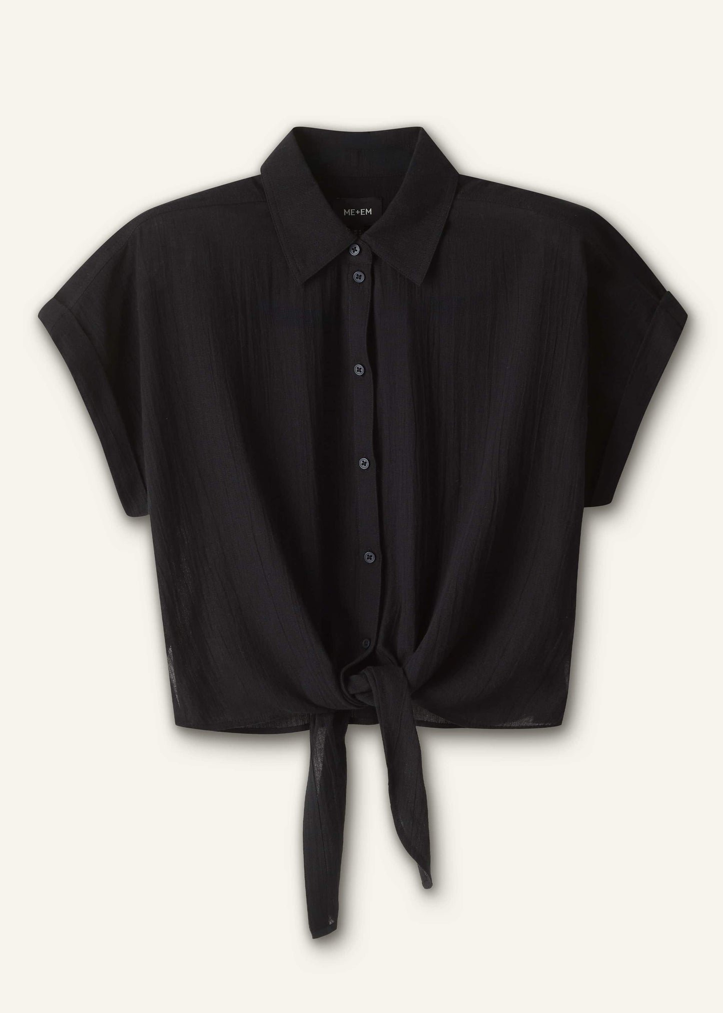 ME and EM Clothing Black Tie Front Beach Shirt