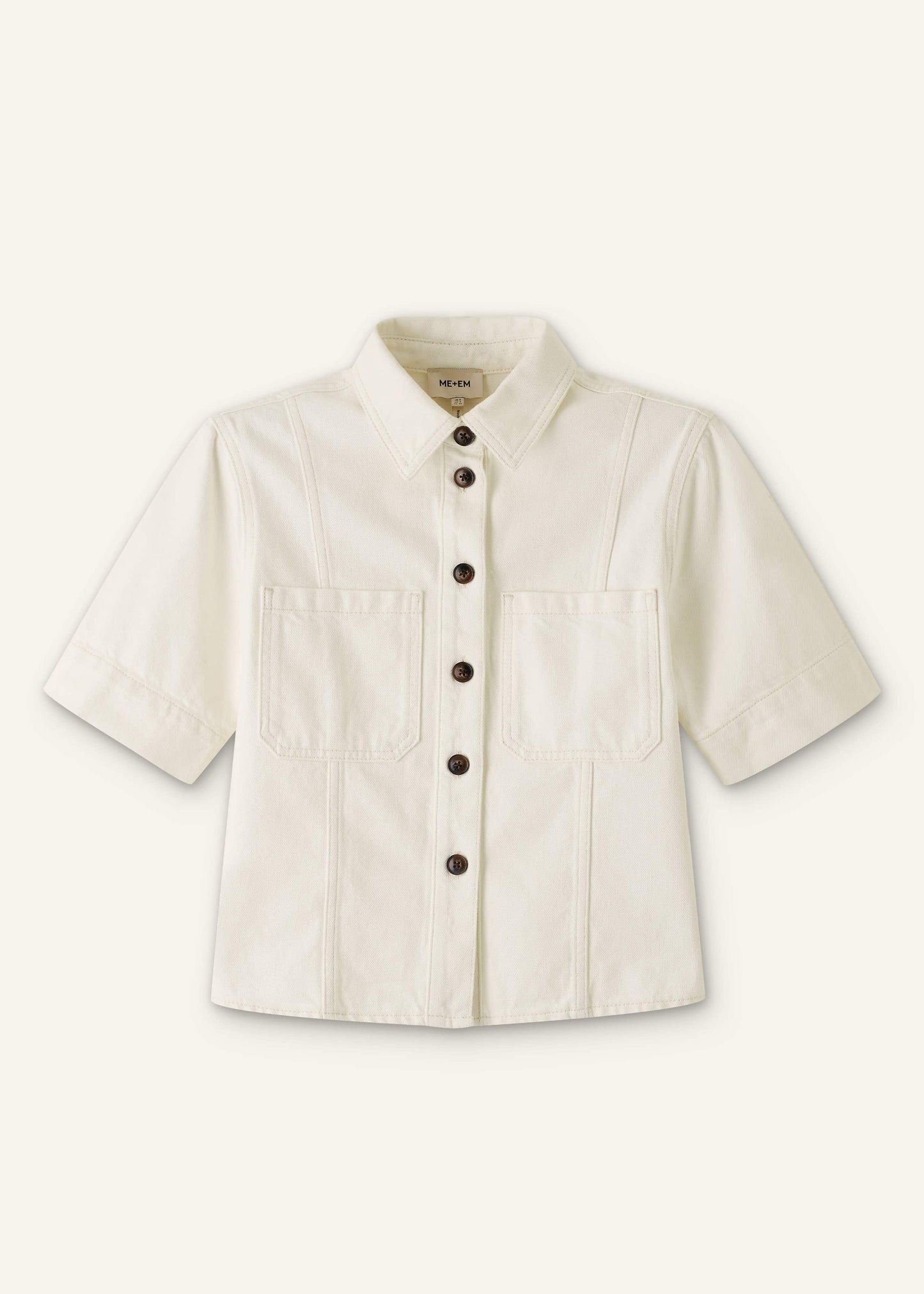 ME and EM Clothing White Paneled Shirt