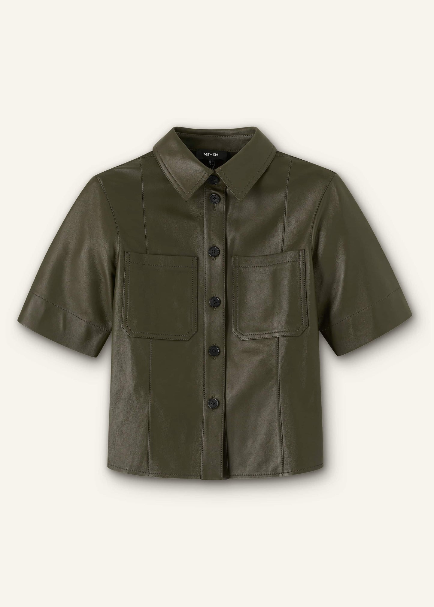 ME and EM Clothing Olive Green Leather Utility Shirt