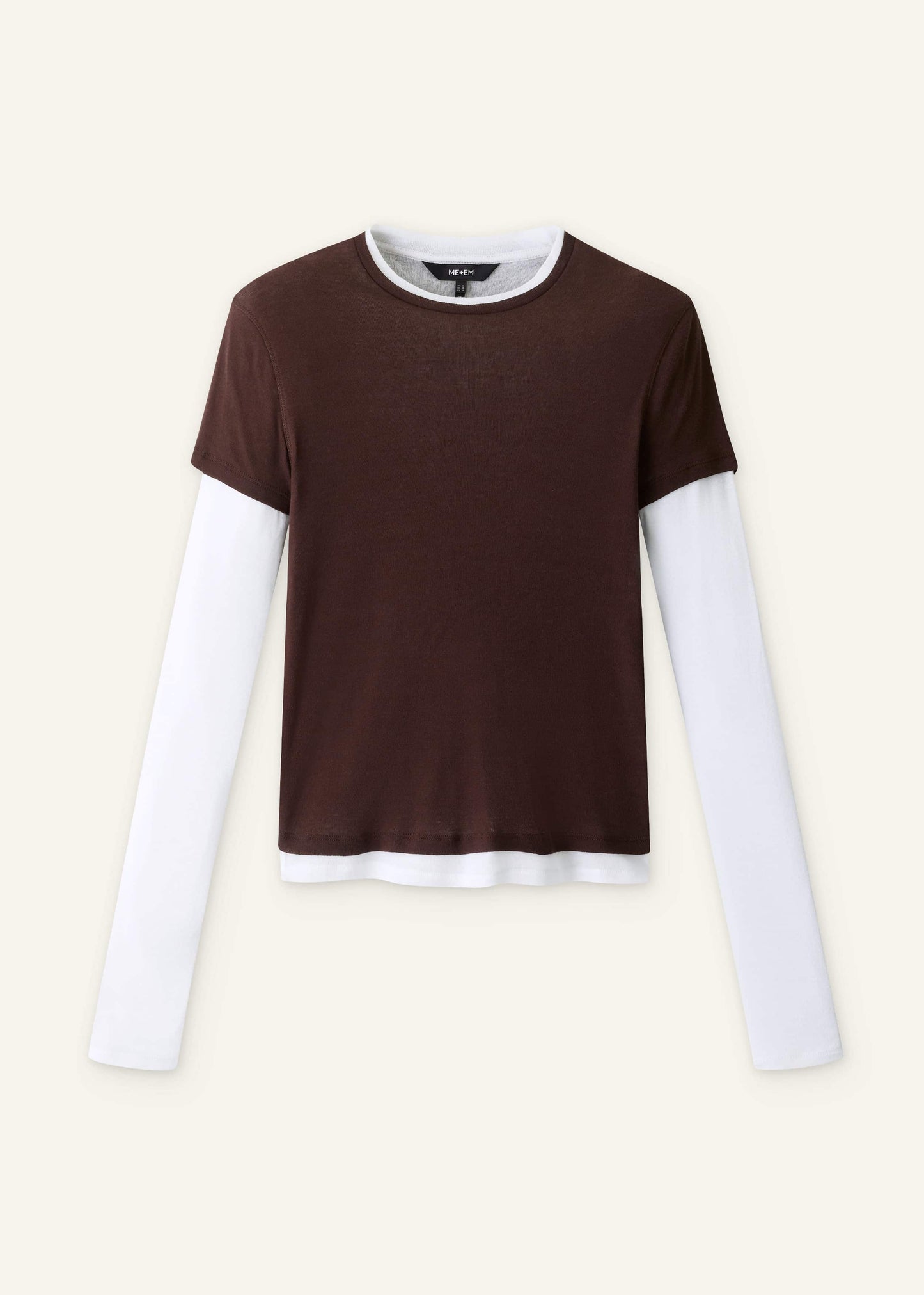 ME and EM Clothing Brown Sheer Double-Layer Look Top