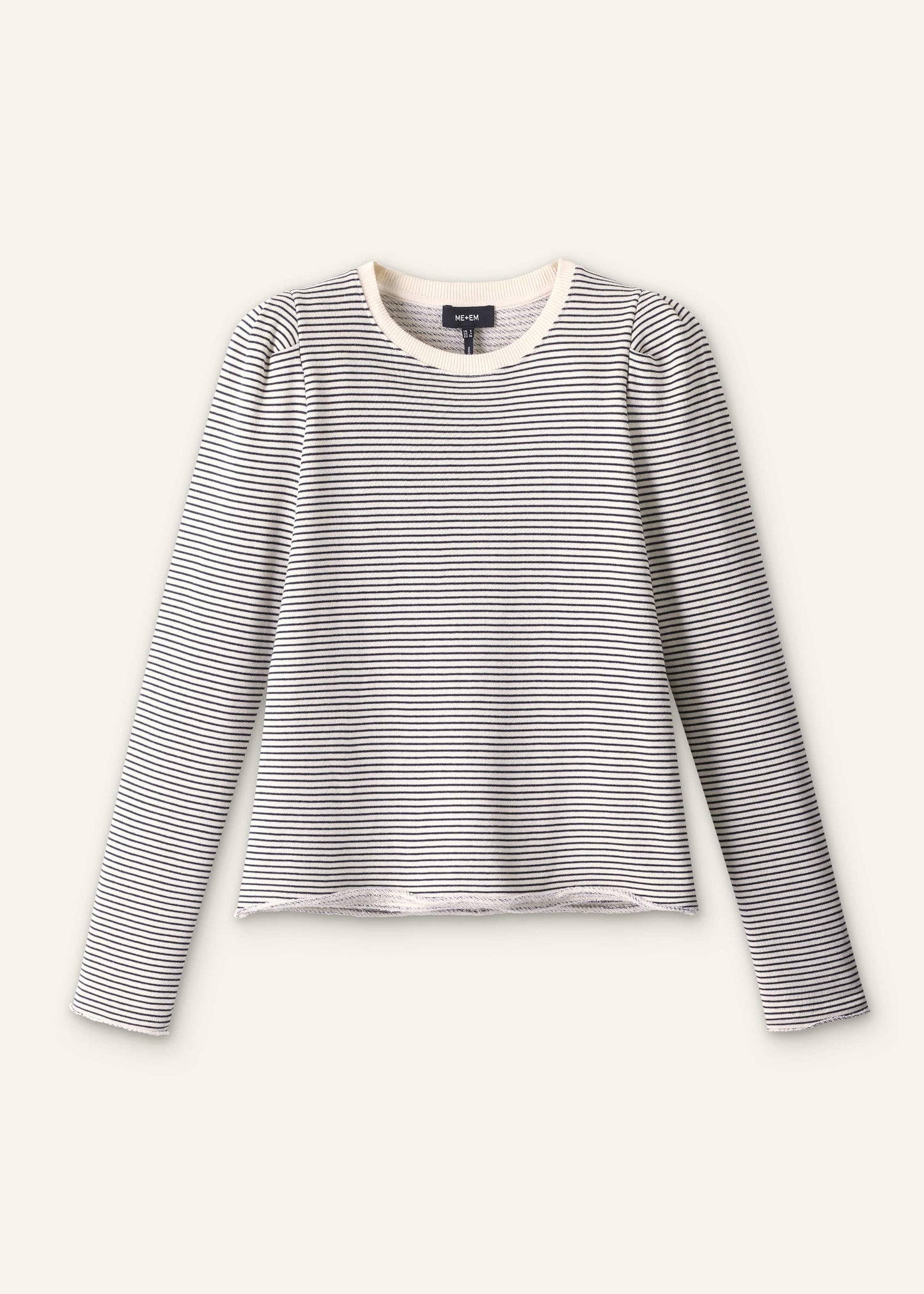ME and EM Clothing Navy Stripe Pouf Sleeve Sweatshirt