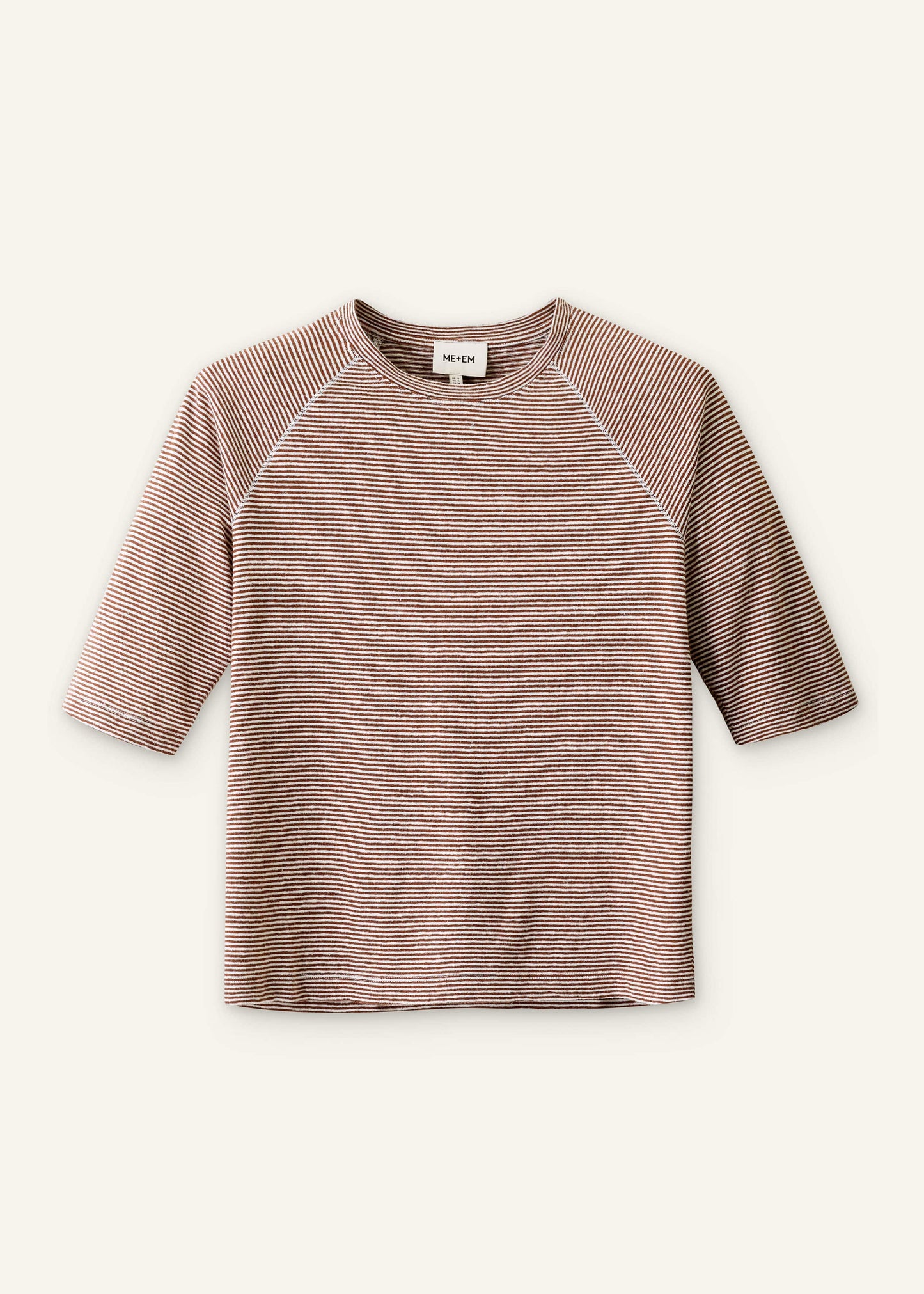 ME and EM Clothing Cinnamon Soft Washed Stripe Raglan Tee