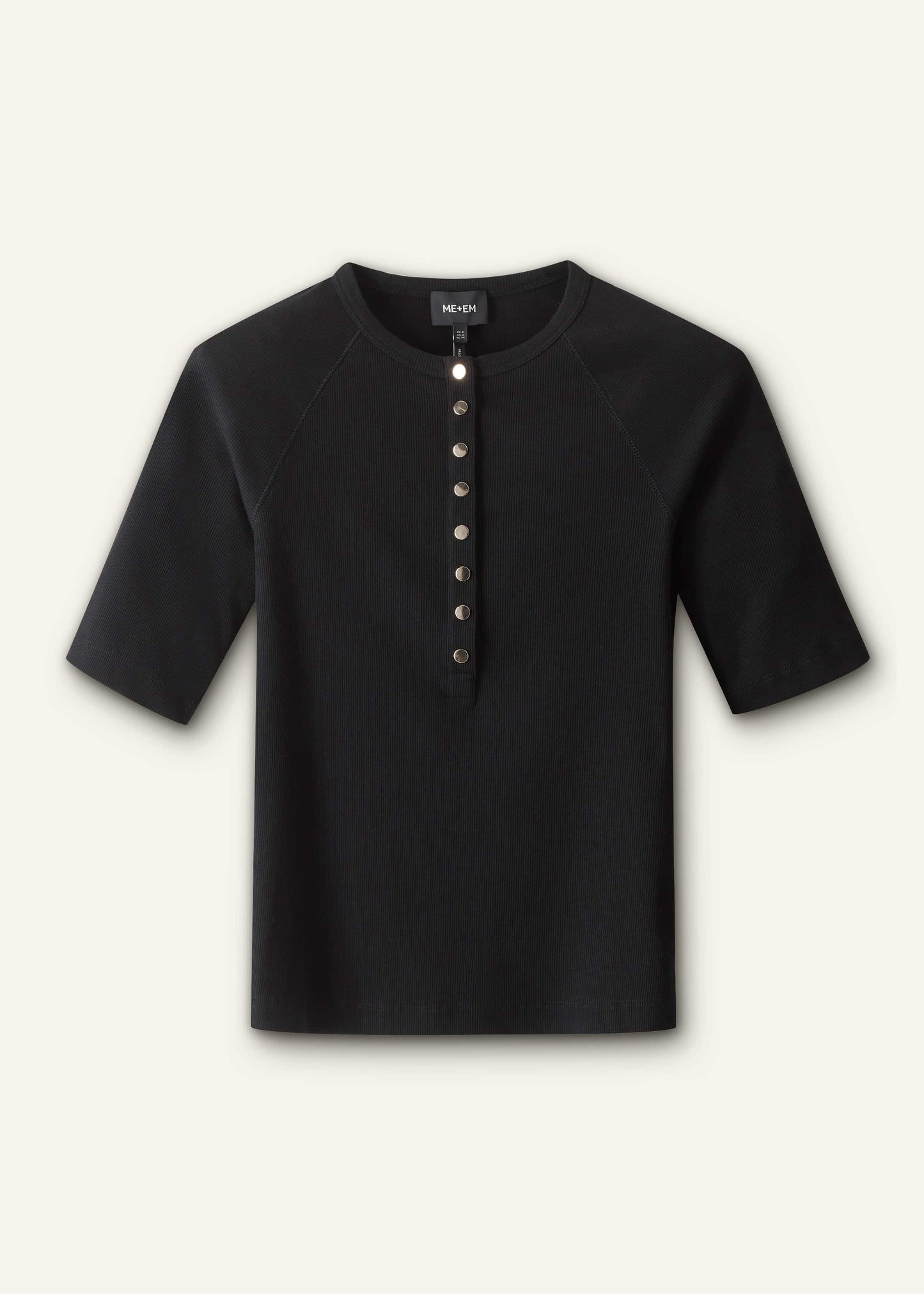 ME and EM Clothing Black Short Sleeve Henley Top