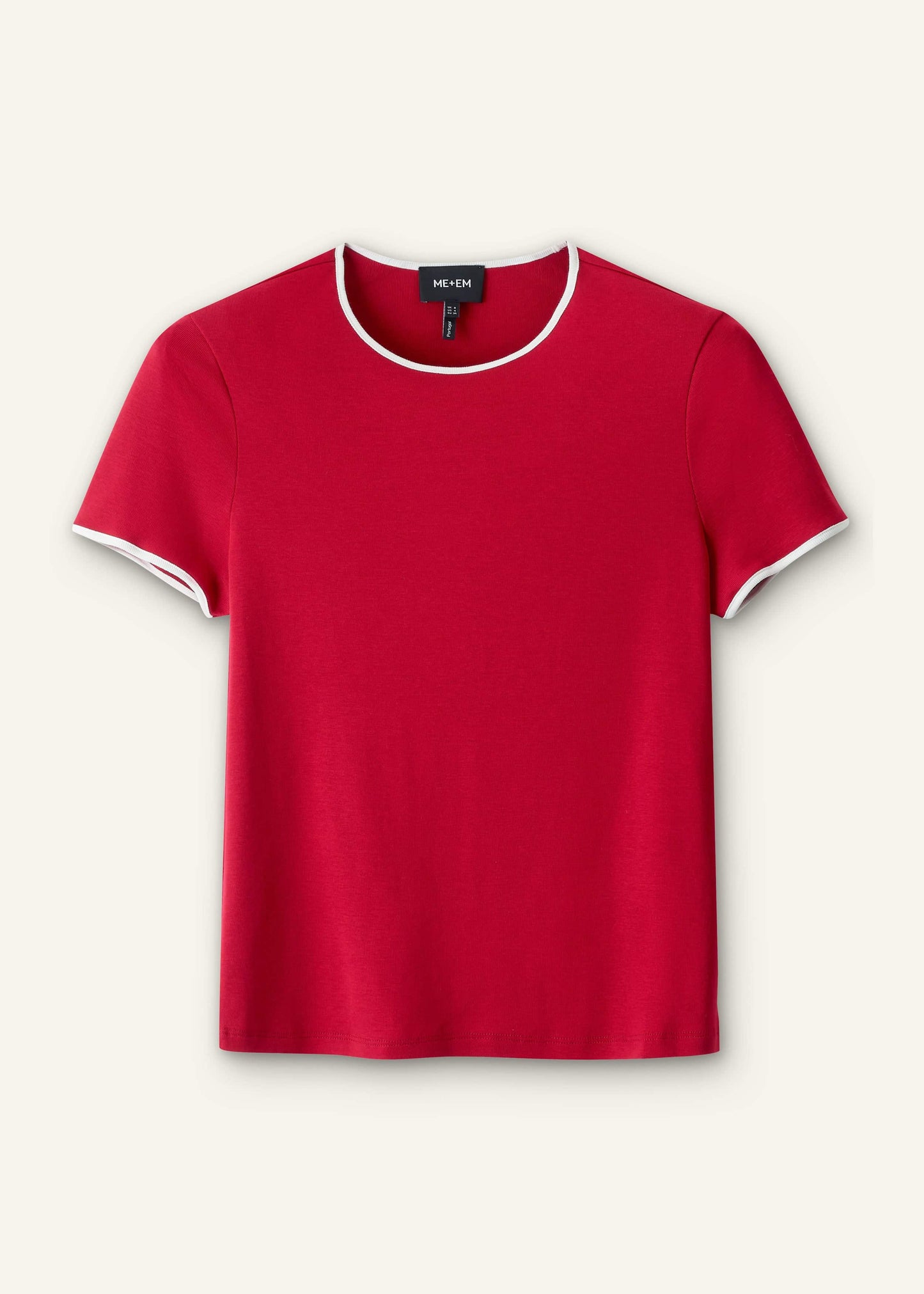 ME and EM Clothing Red Contrast Trim Slim Tee