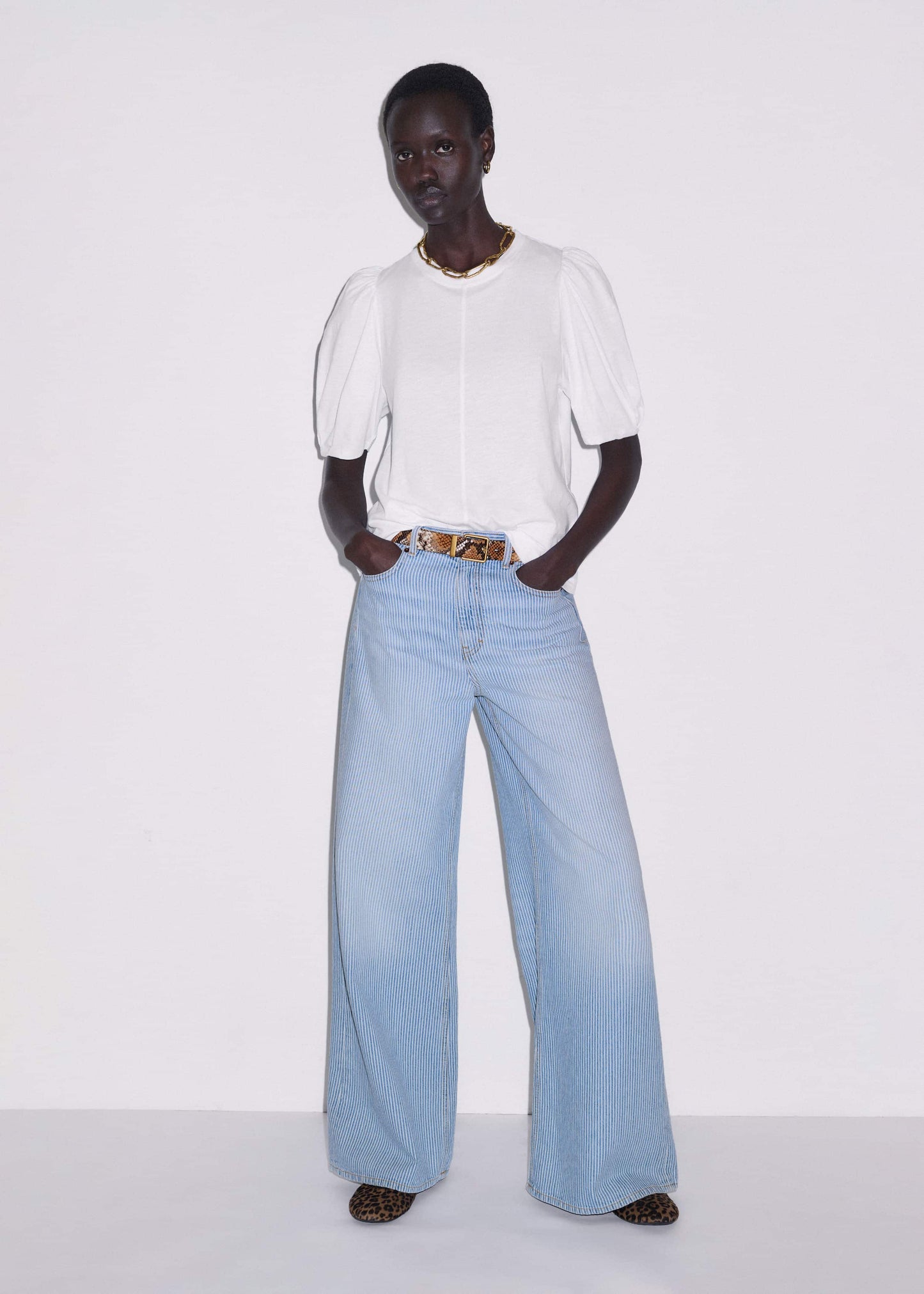 ME and EM Clothing White Feminine Sleeve Swing Top