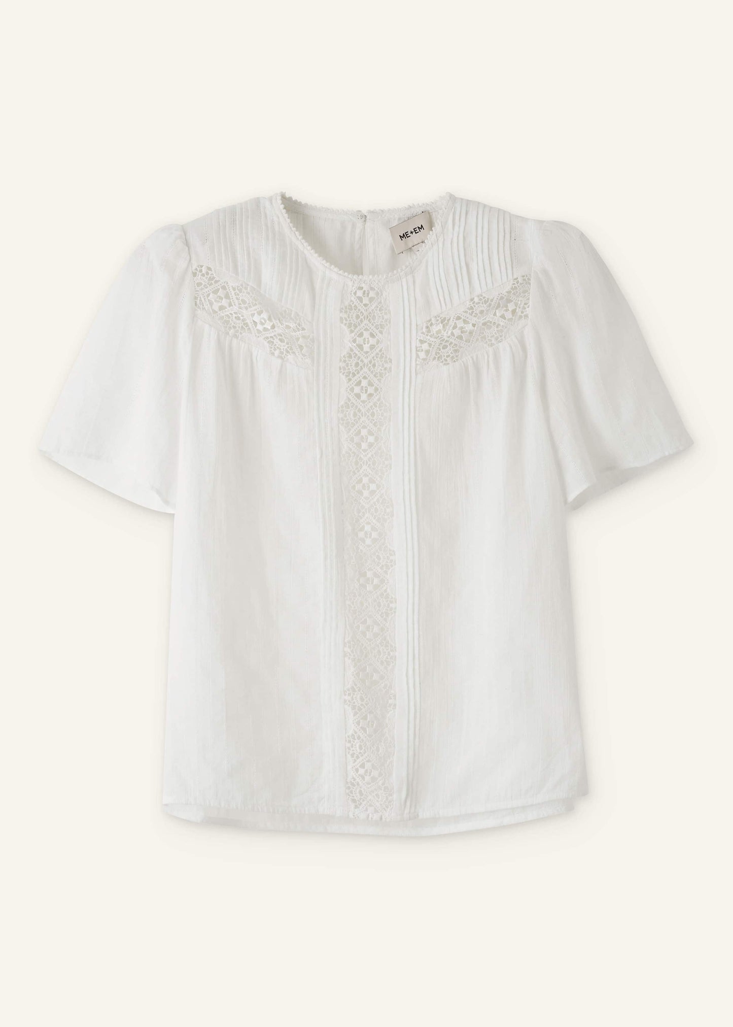ME and EM Clothing White Embroidered Cutout Tee