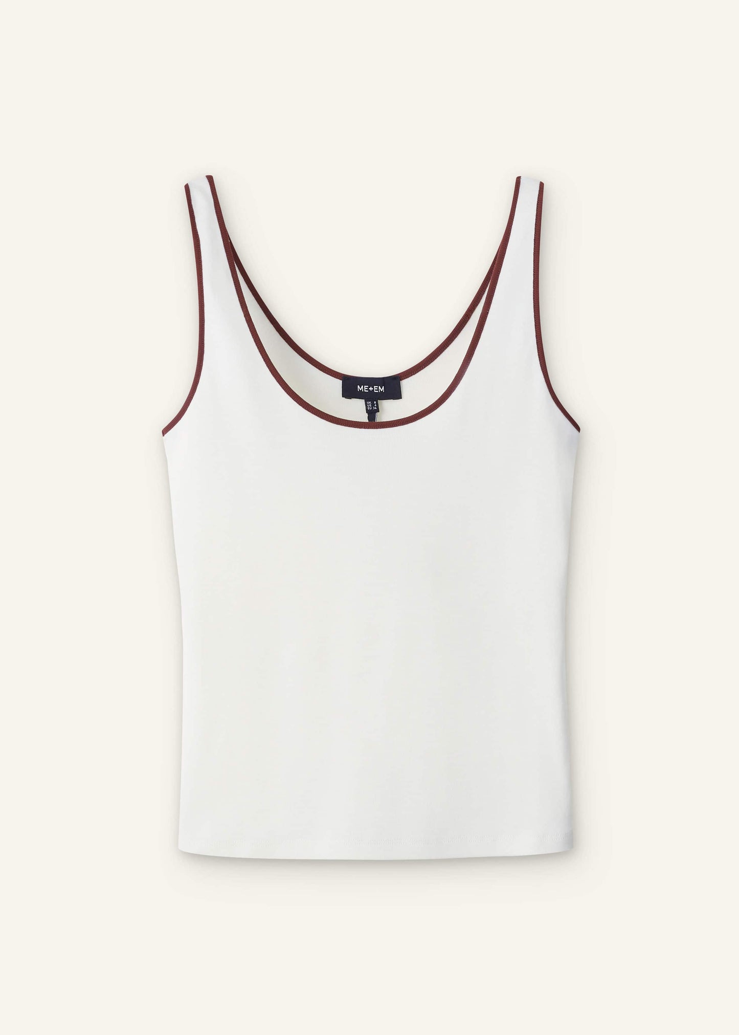 ME and EM Clothing Cream Contrast Trim Slim Vest