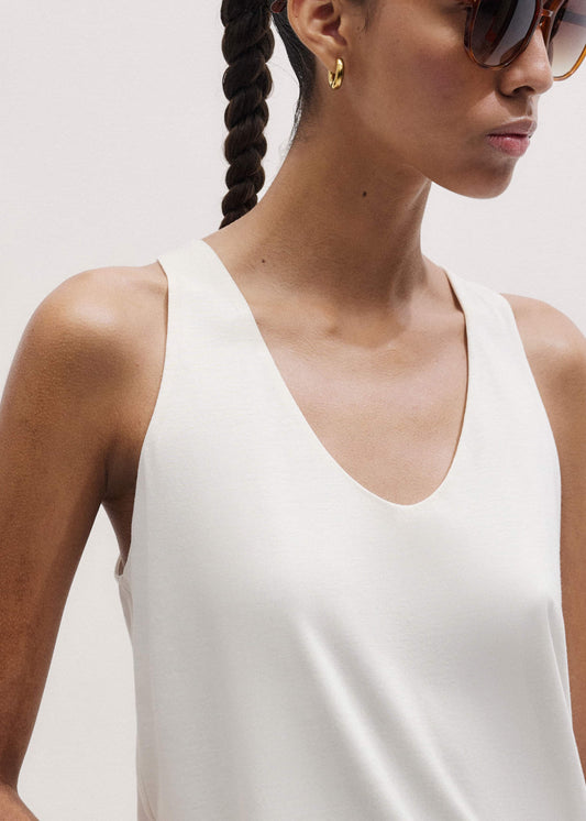 ME and EM Clothing Cream Scoop Neck Vest
