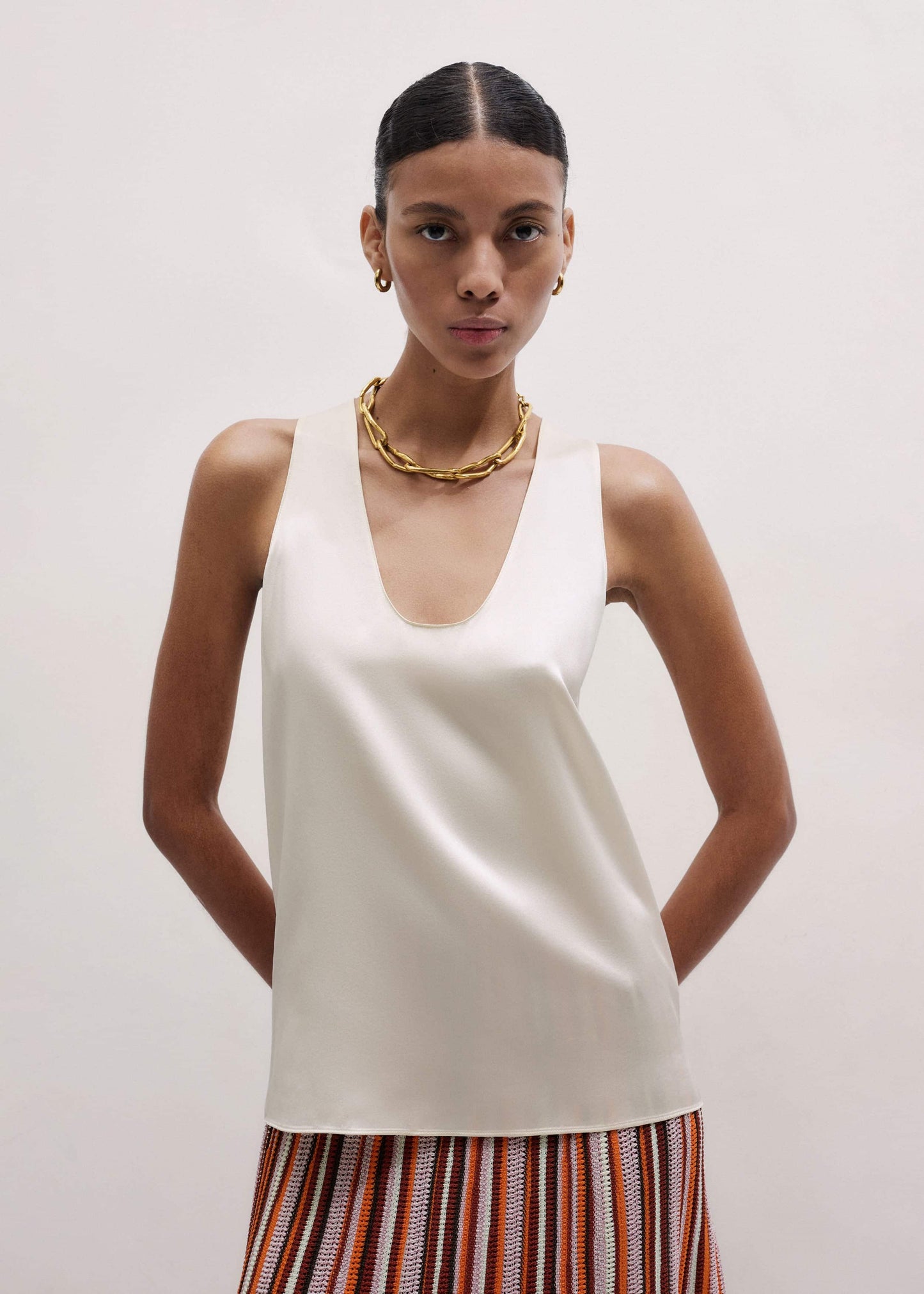 ME and EM Clothing Cream Fluid Evening Tank Top