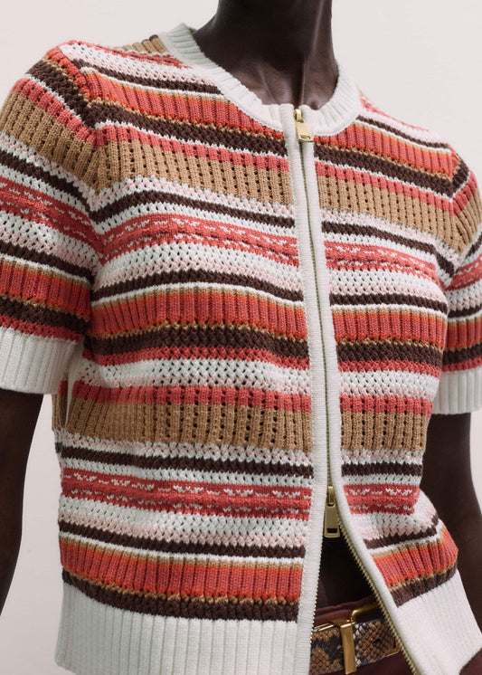 ME and EM Clothing Cinnamon Brown Double Zip Knit Tee
