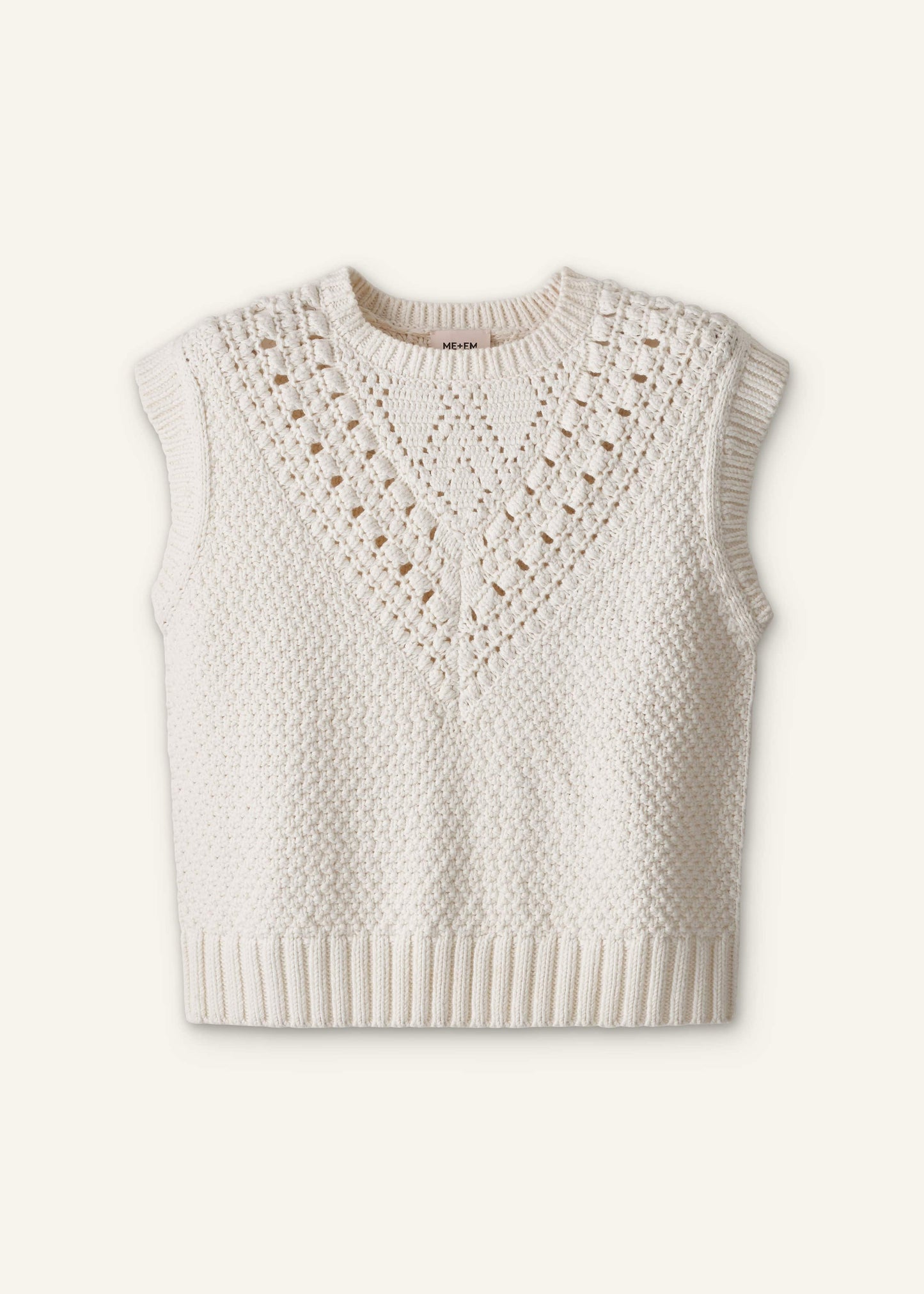 ME and EM Clothing Cream Relaxed Knit Vest