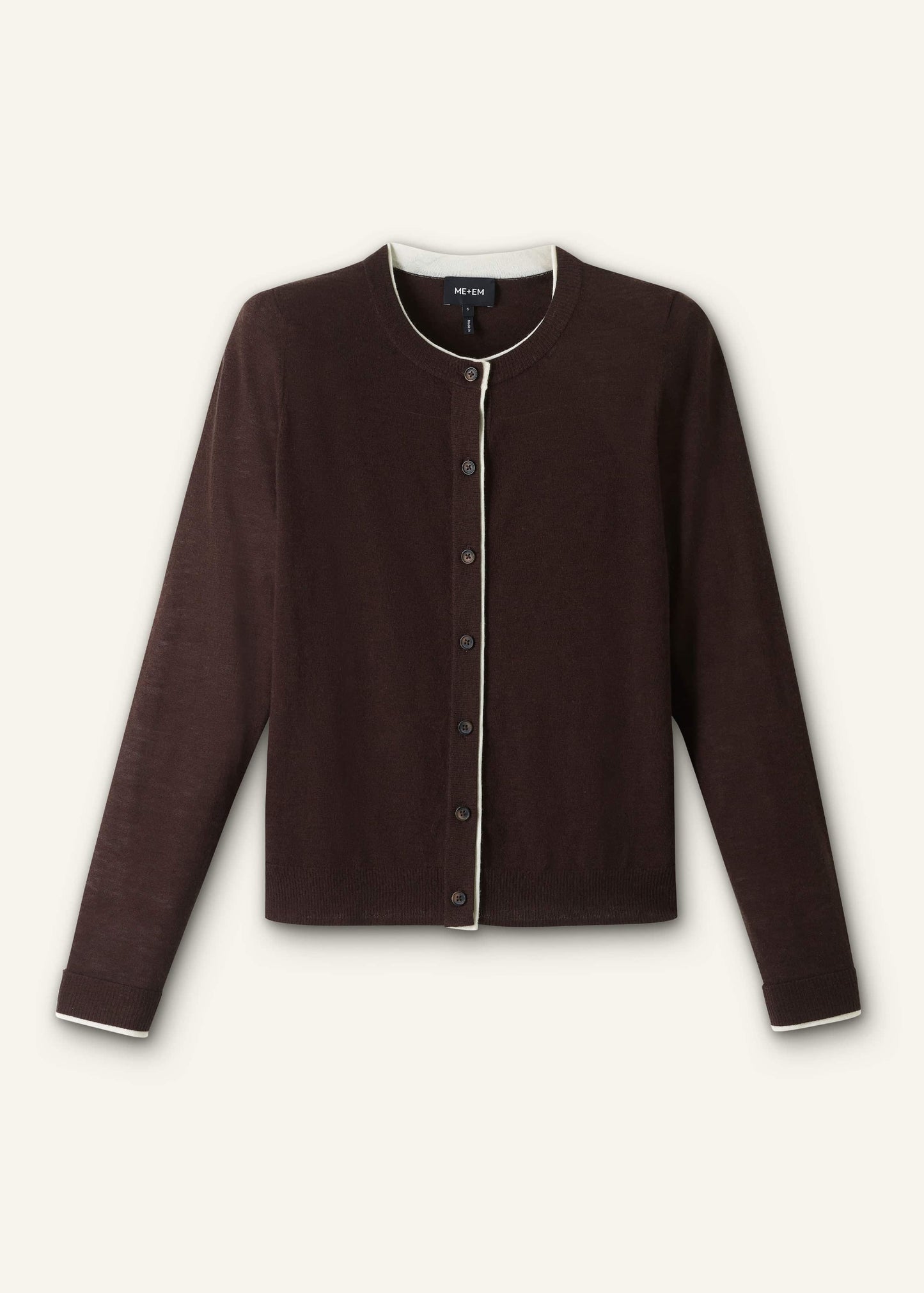 ME and EM Clothing Brown Barely There Contrast Slim Cardigan