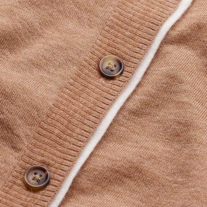 ME and EM Clothing Camel Brown Barely There Contrast Slim Cardigan