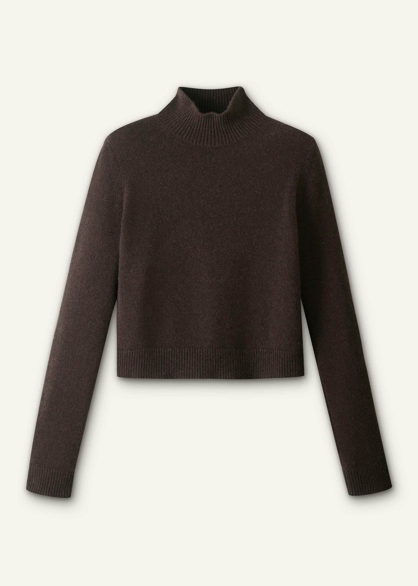 ME and EM Clothing Brown Cashmere High Neck Crop Jumper