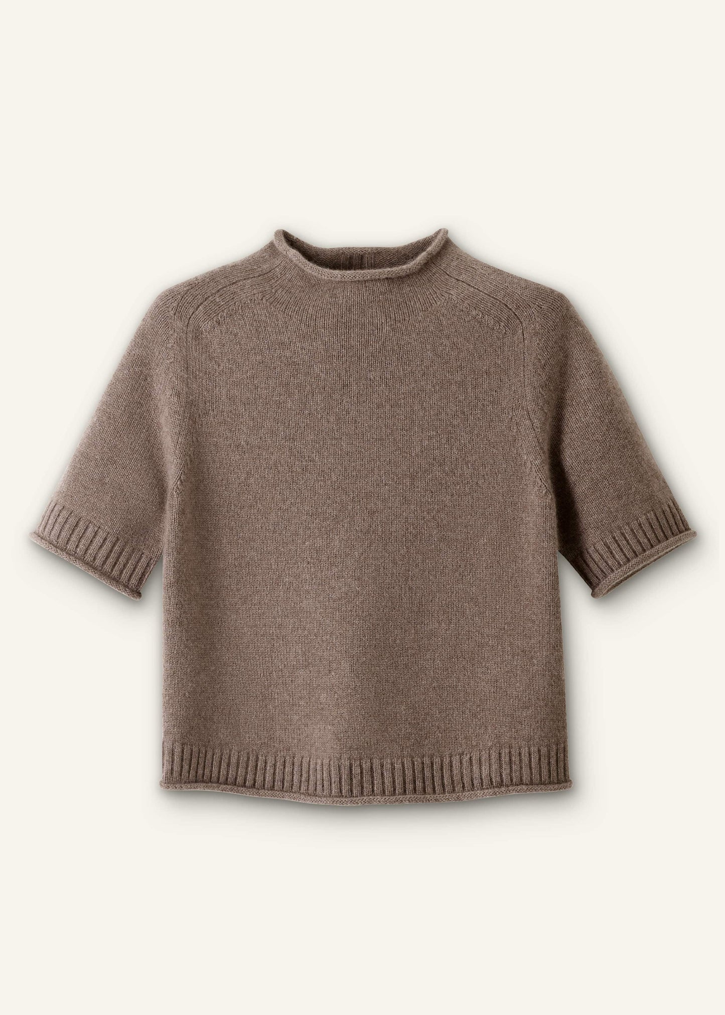 ME and EM Clothing Brown Cashmere Roll Trim Knit Tee