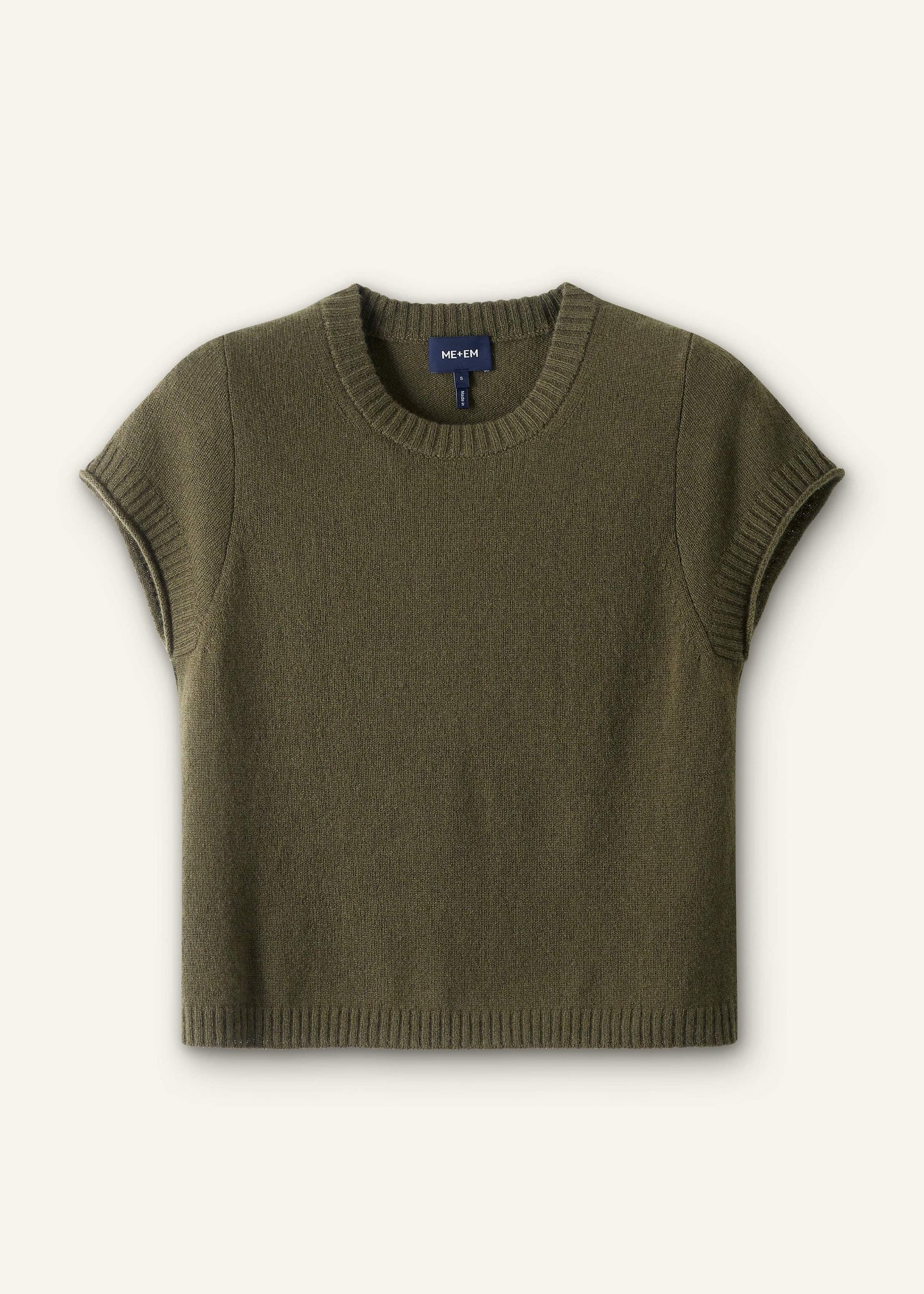 ME and EM Clothing Olive Green Cashmere Shrunken Knit Baby Tee