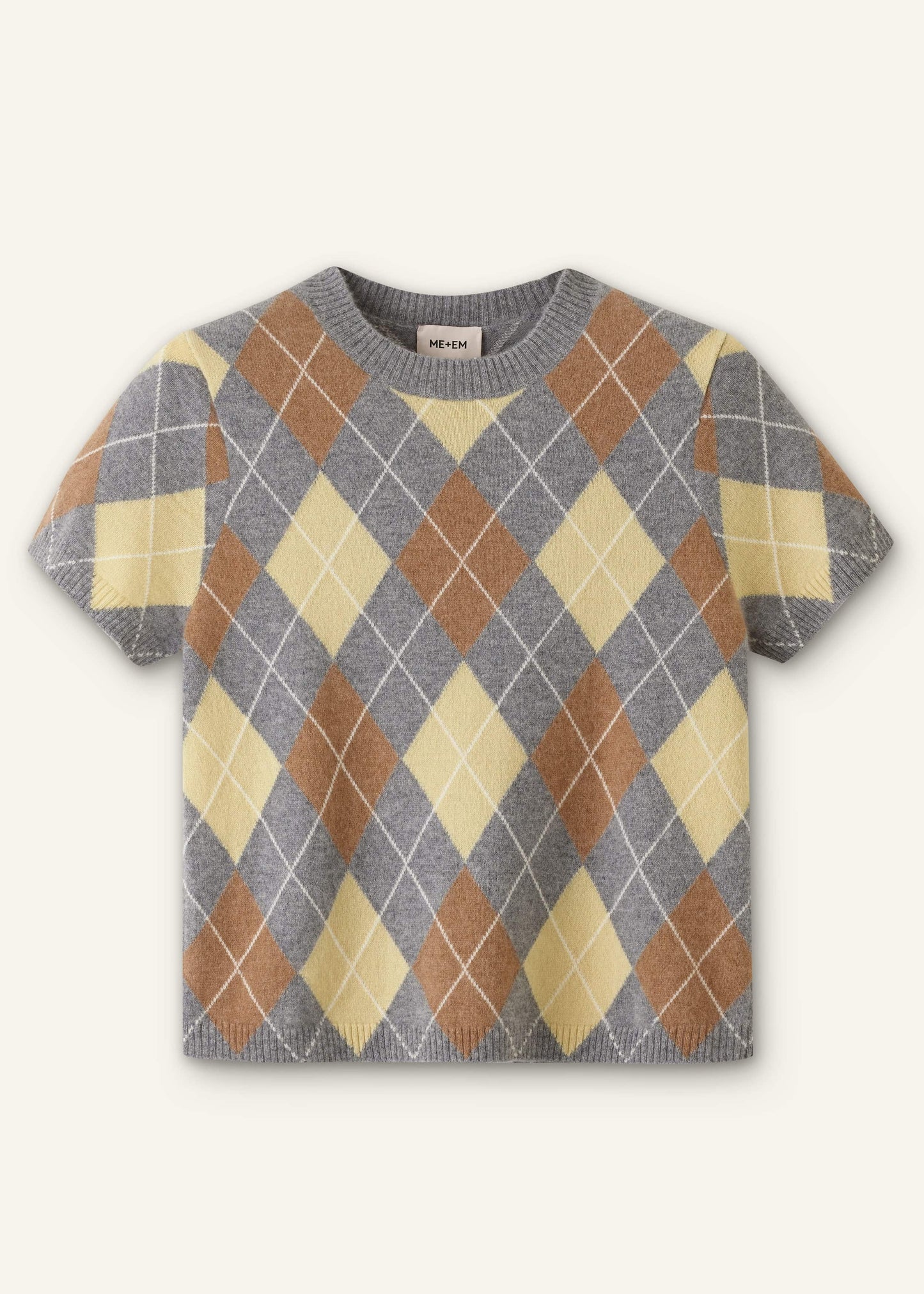 ME and EM Clothing Yellow Cashmere Argyle Baby Tee