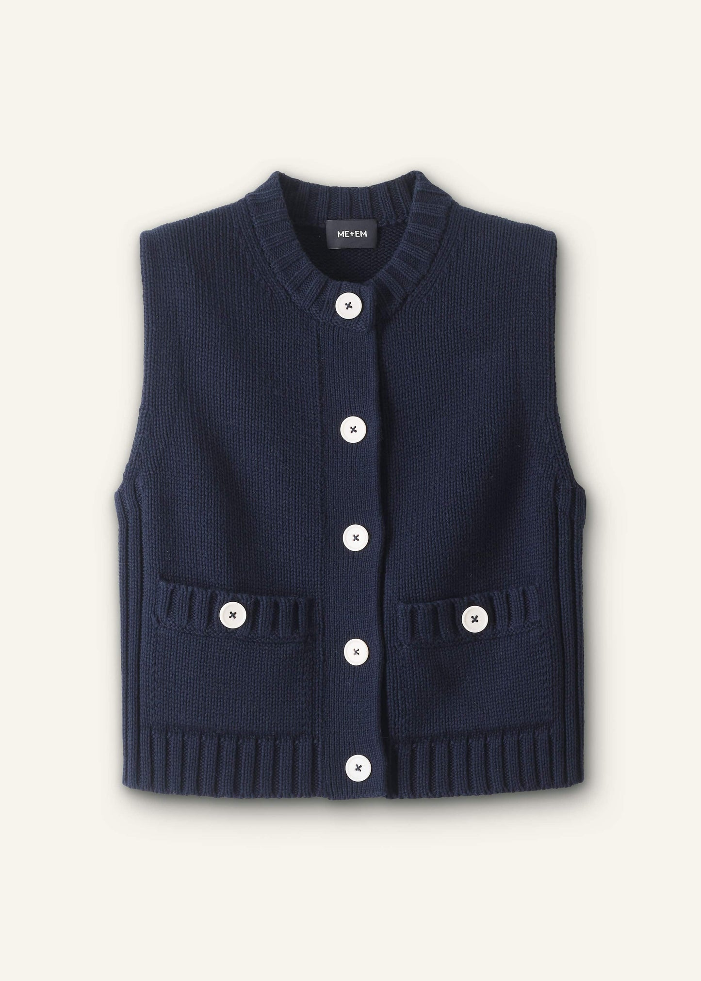 ME and EM Clothing Navy Straight Crop Vest