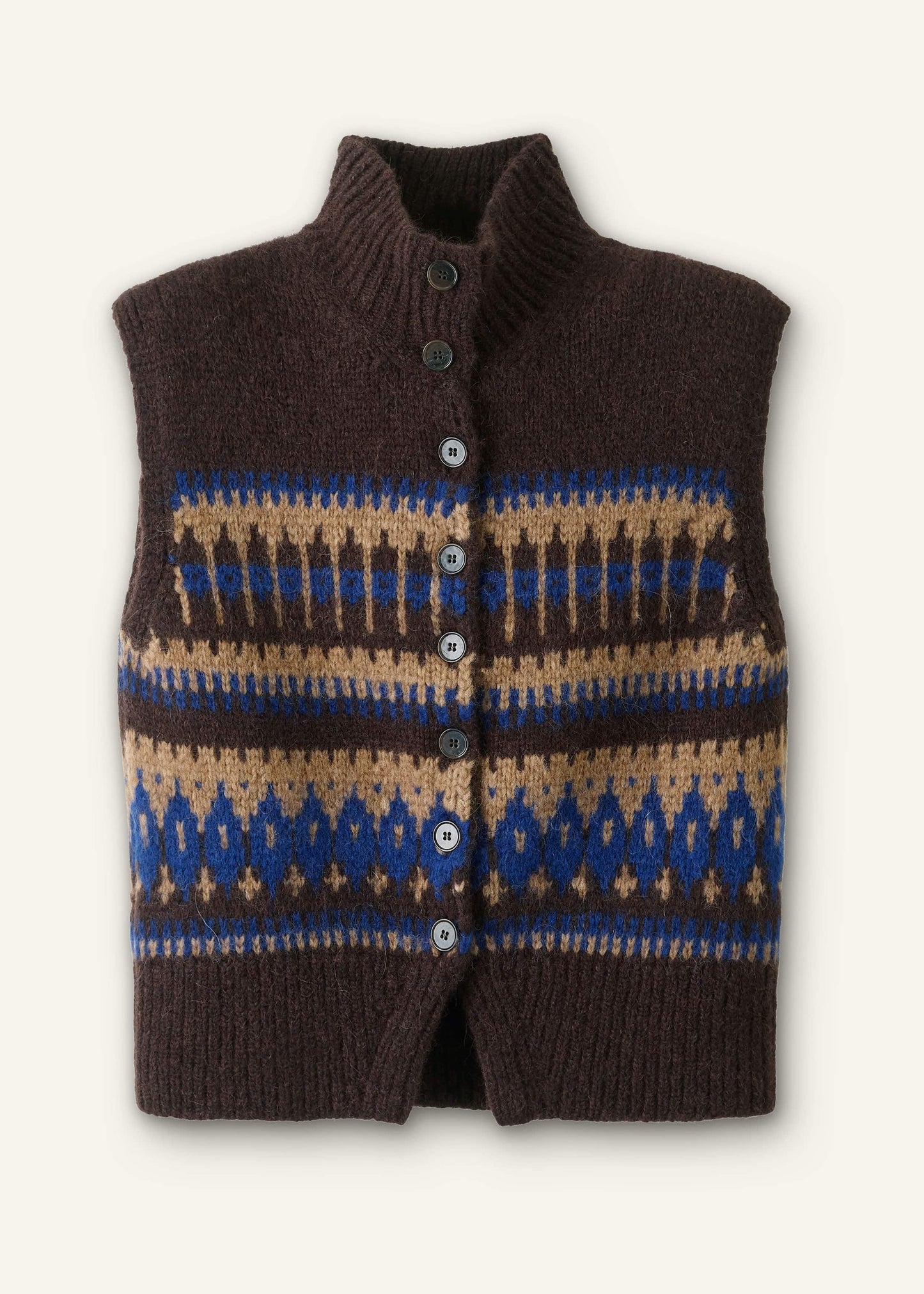 ME and EM Clothing Brown Button-Through Relaxed Jacquard Vest