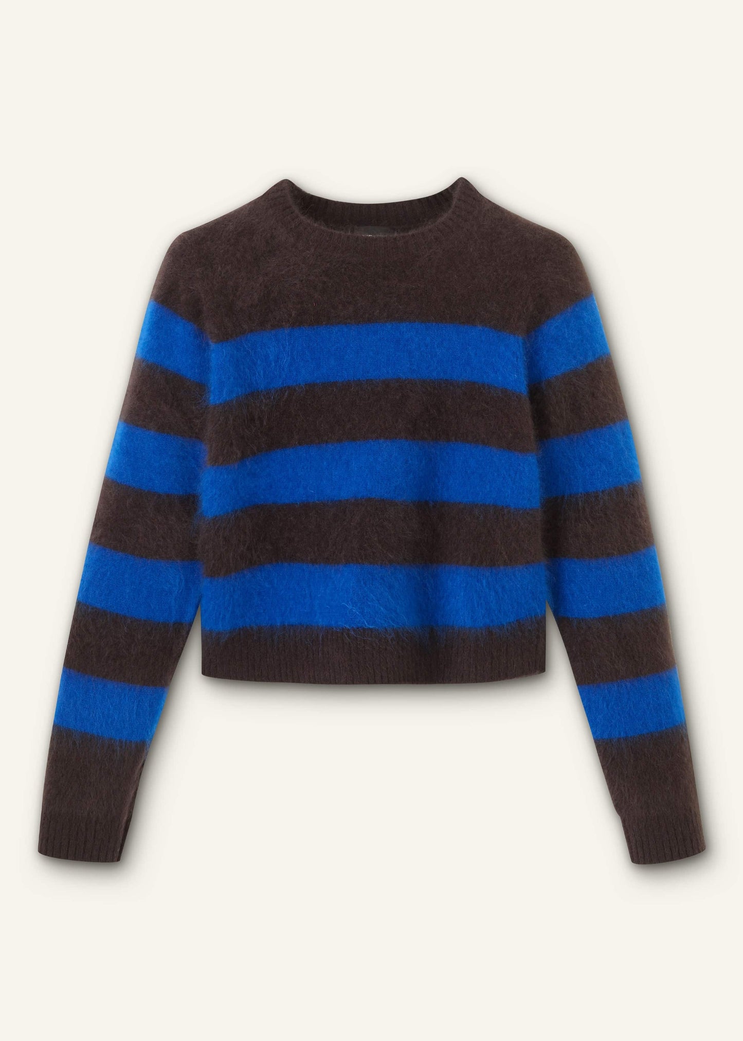 ME and EM Clothing Brown Brushed Cashmere Stripe Crop Jumper